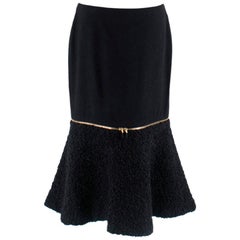 Alexander McQueen Wool & Mohair Blend Flared Zip Detail Midi Skirt