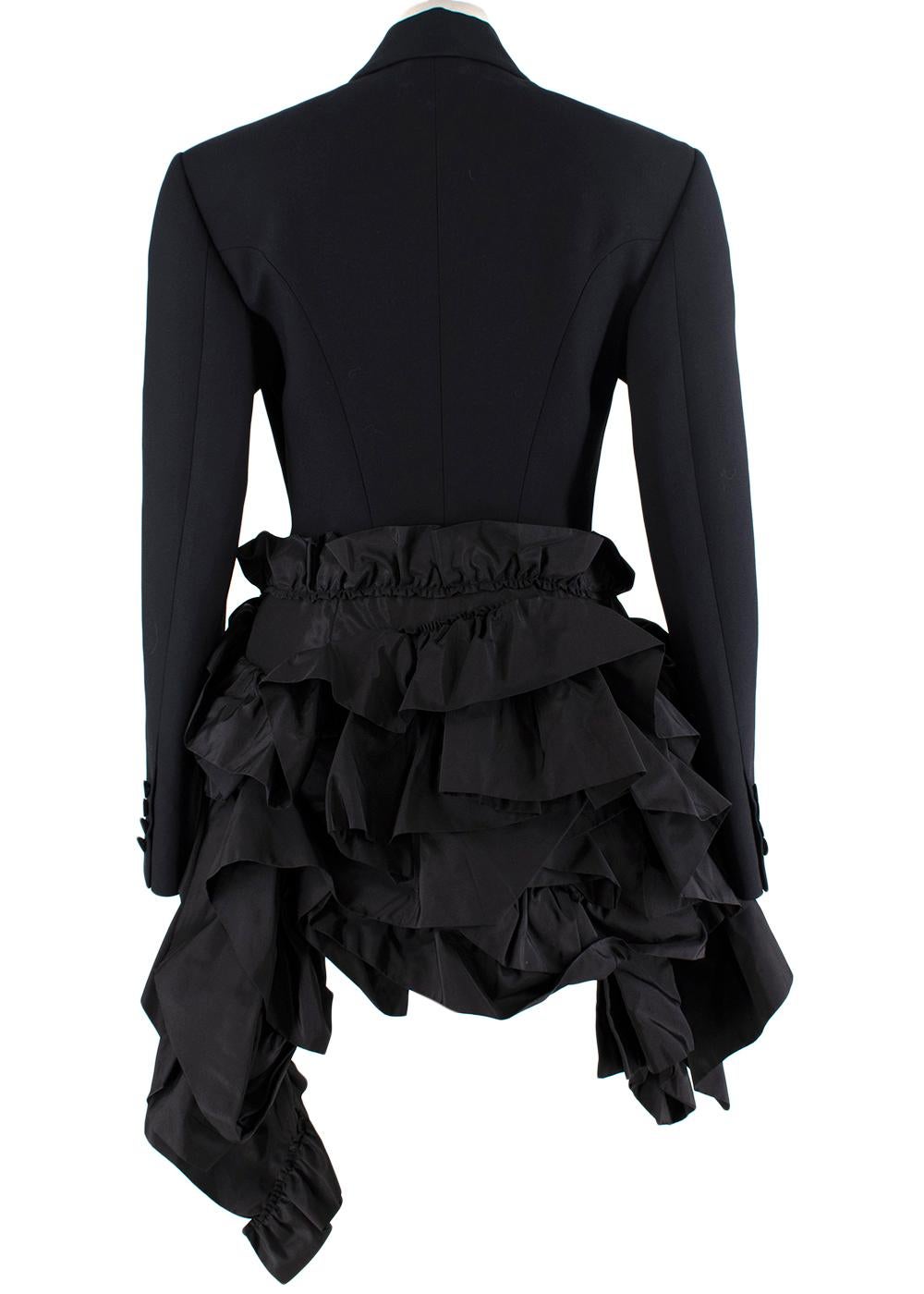 Alexander McQueen Wool-Silk Blazer with Silk Faille Ruffles In Excellent Condition For Sale In London, GB