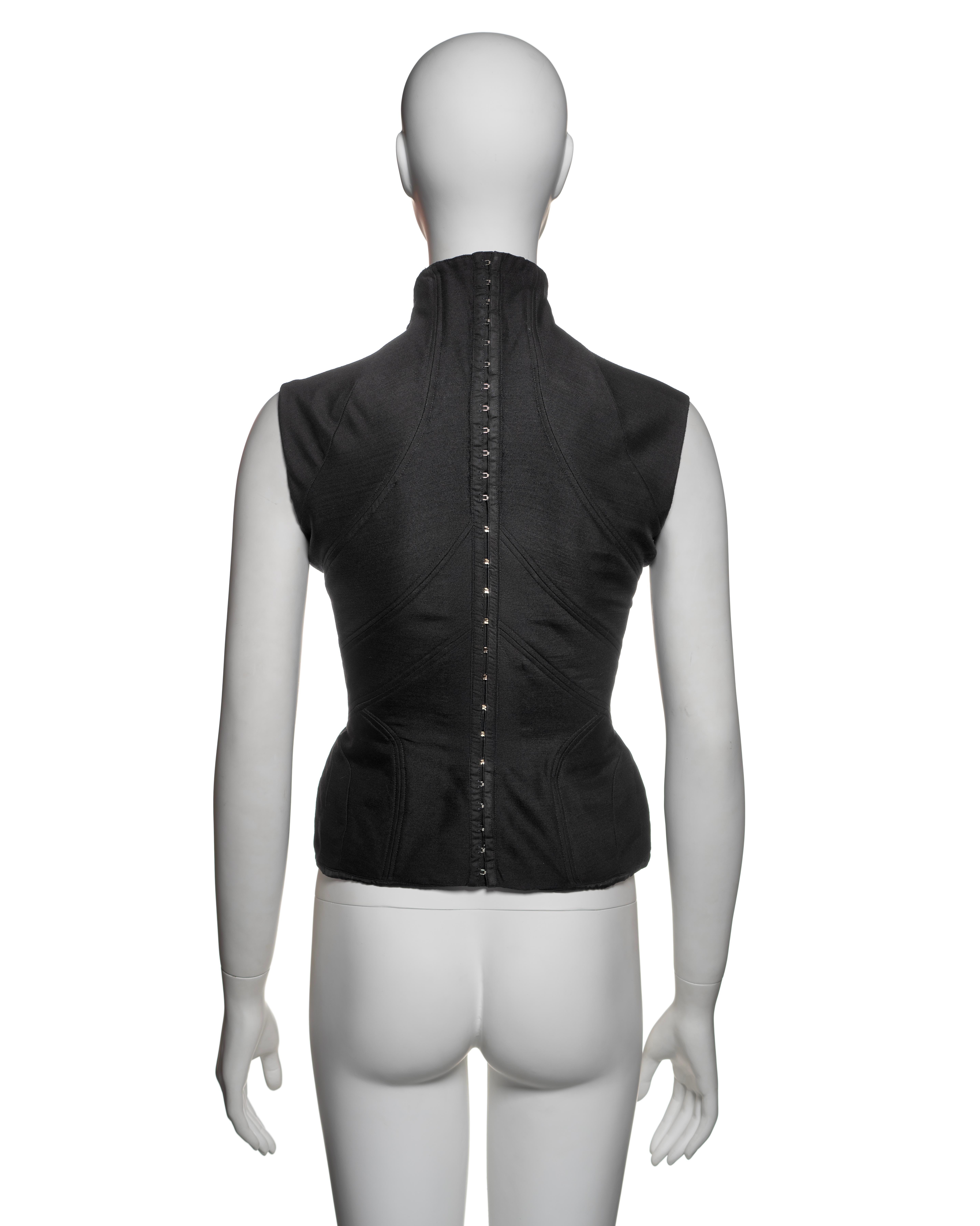Alexander McQueen Wool-Silk Boned 'Eshu' Corset with High Collar, FW 2000 6