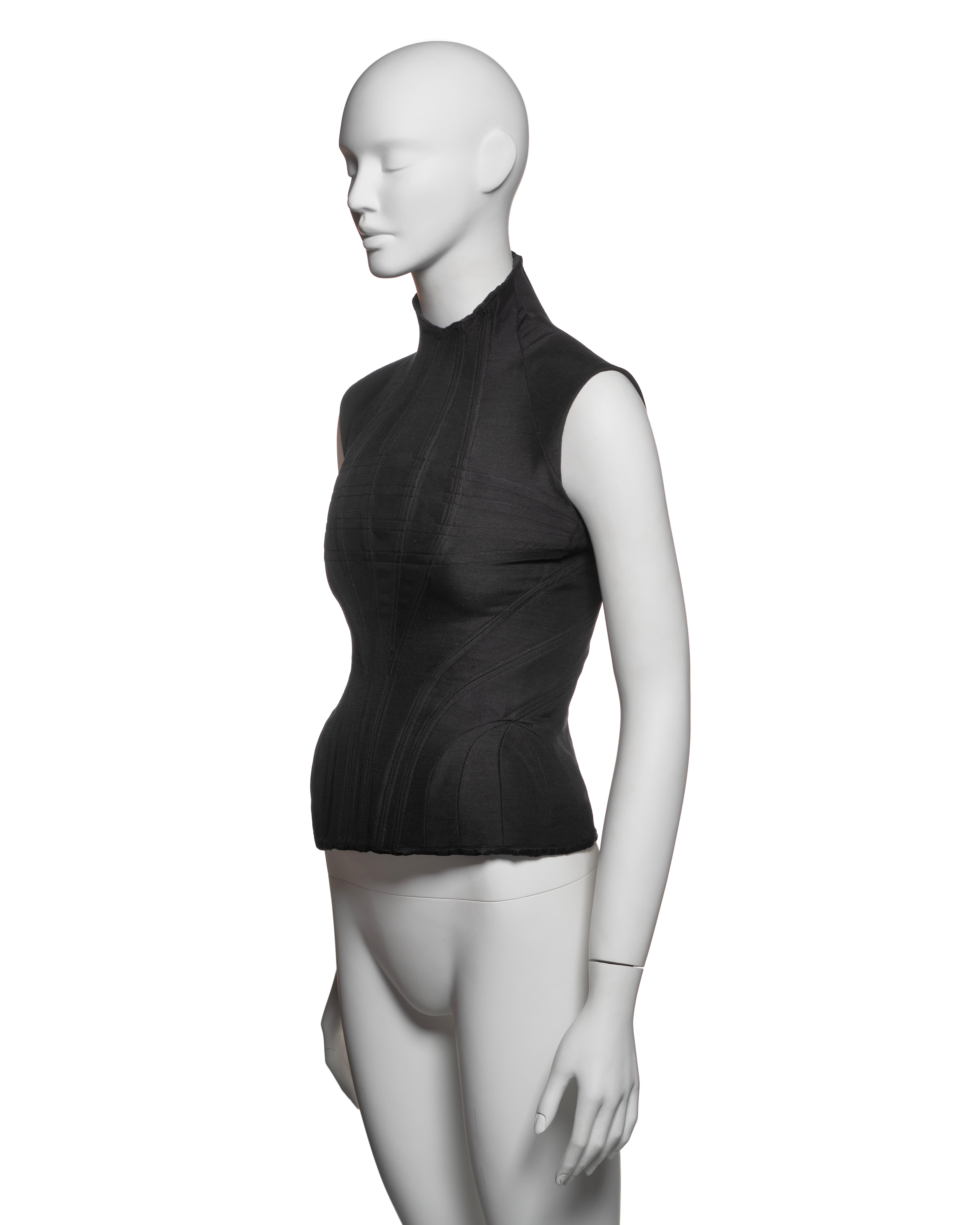 Alexander McQueen Wool-Silk Boned 'Eshu' Corset with High Collar, FW 2000 8