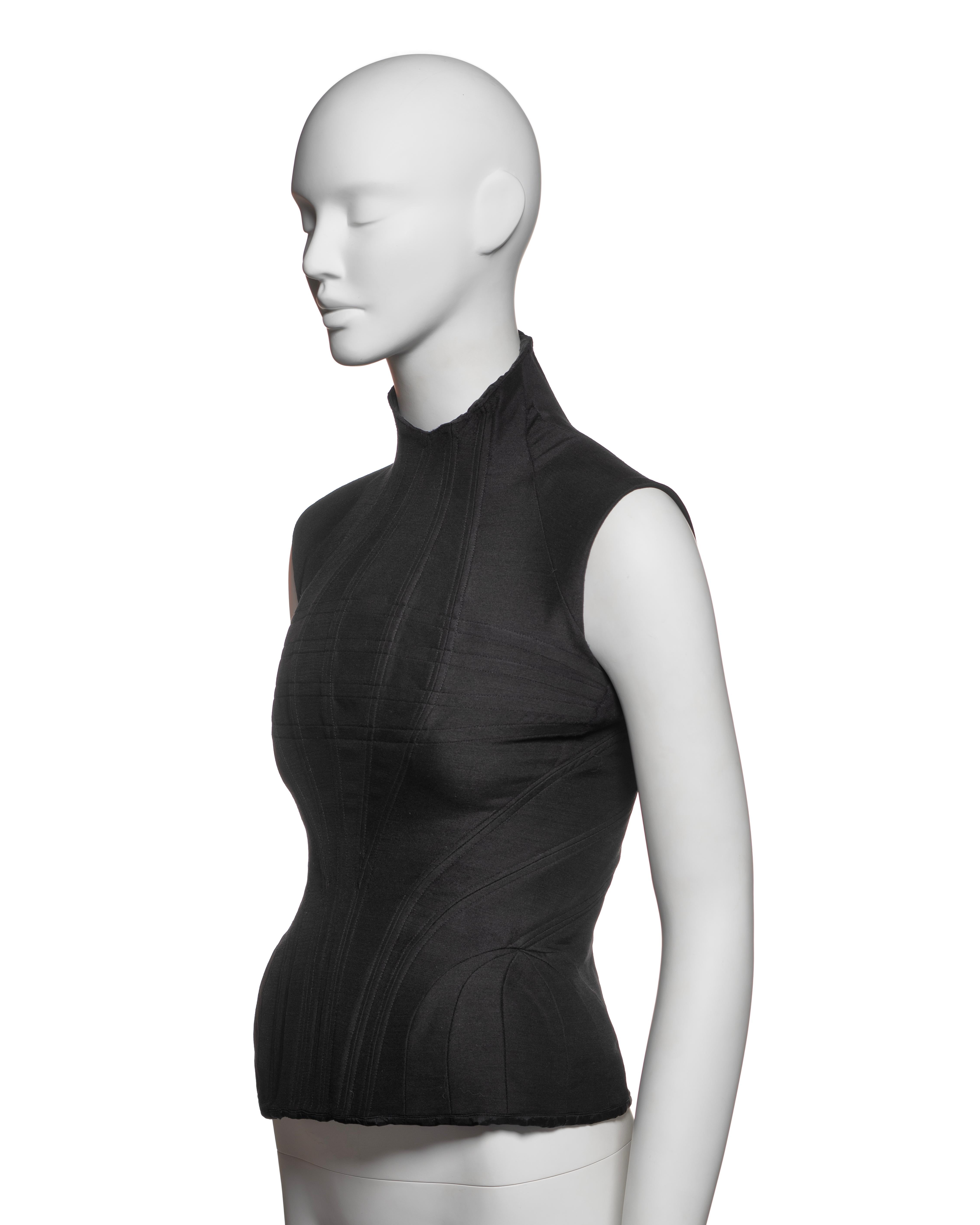 Alexander McQueen Wool-Silk Boned 'Eshu' Corset with High Collar, FW 2000 9