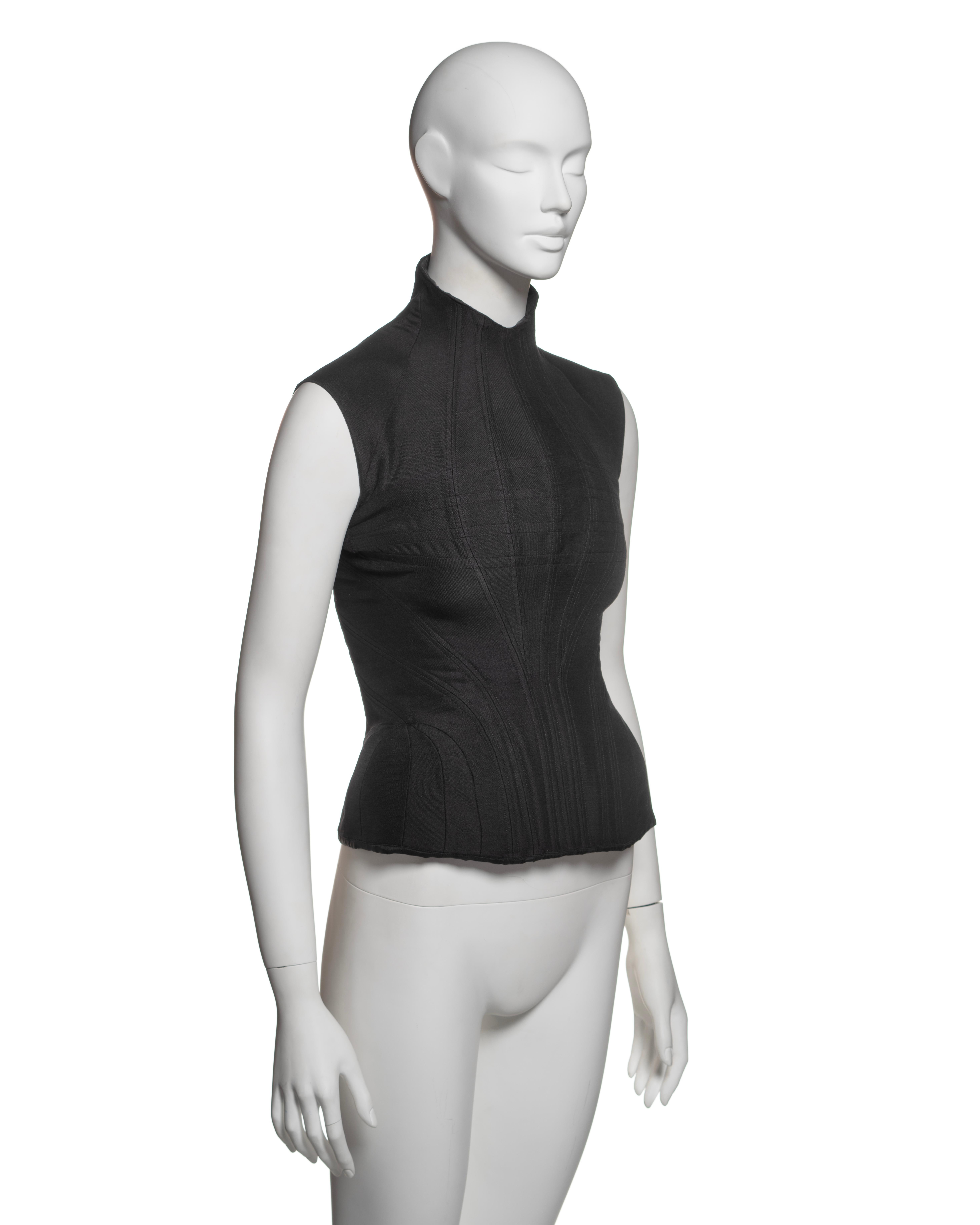 Women's Alexander McQueen Wool-Silk Boned 'Eshu' Corset with High Collar, FW 2000