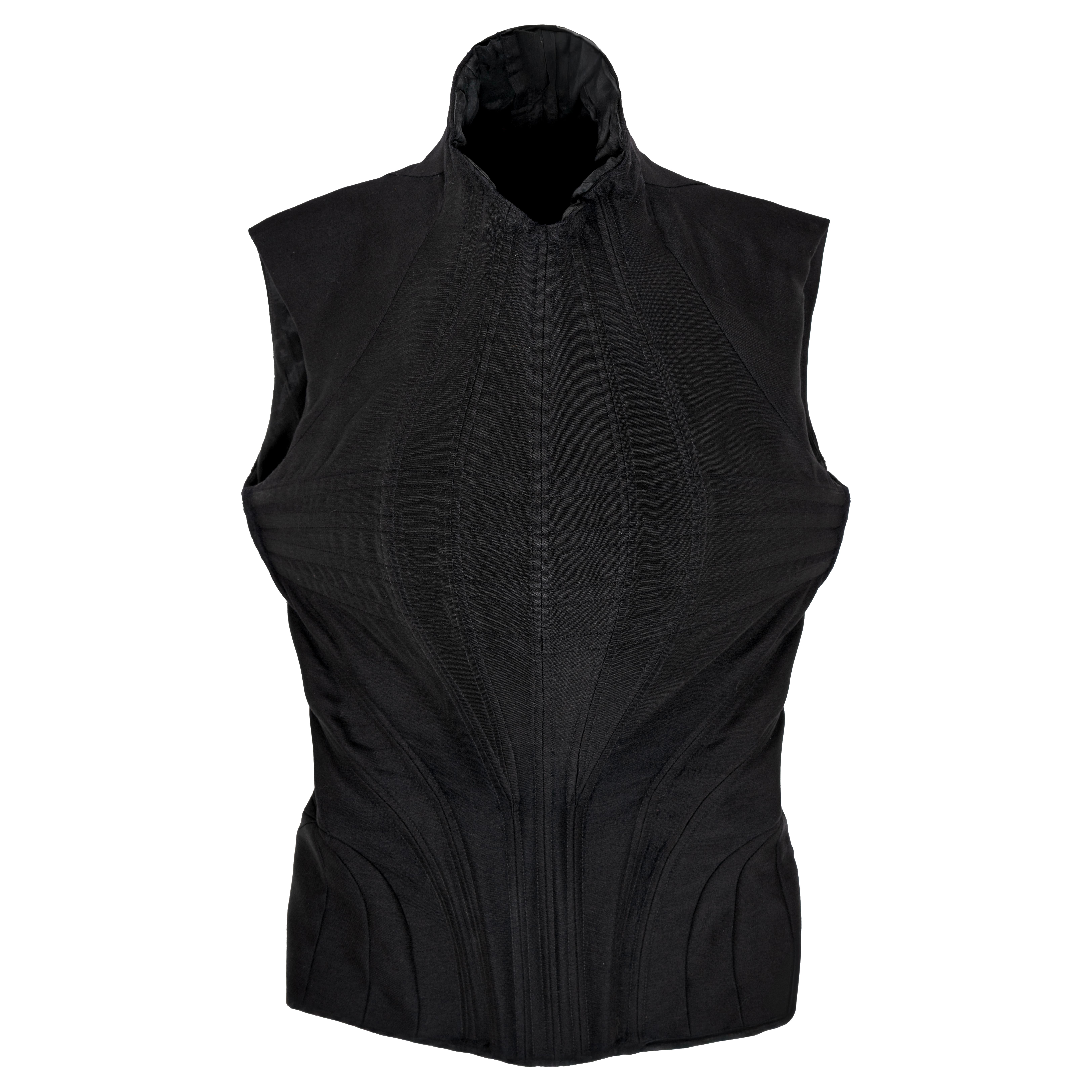 Alexander McQueen Wool-Silk Boned 'Eshu' Corset with High Collar, FW 2000