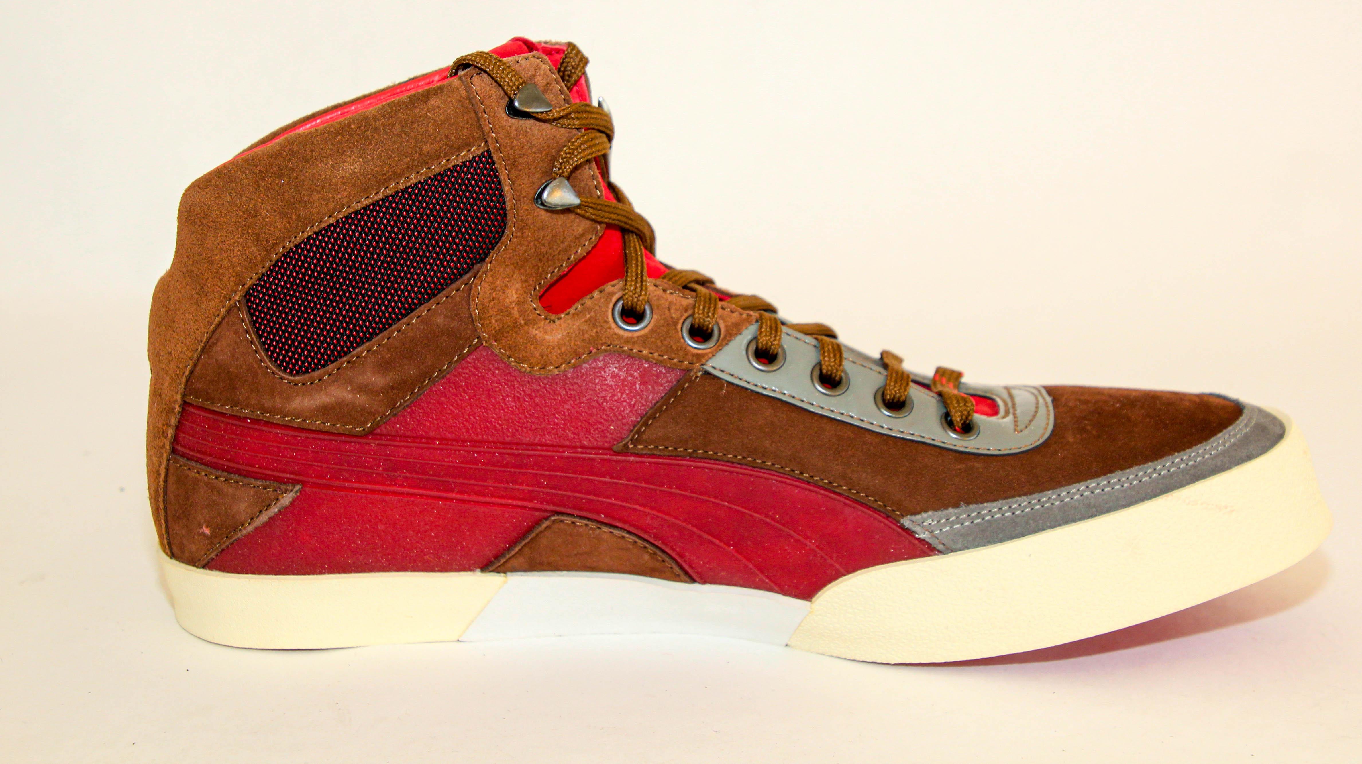 Alexander McQueen X Puma AMQ Trail Trainer Mid Top Sneakers Red Suede US 9 For Sale 6