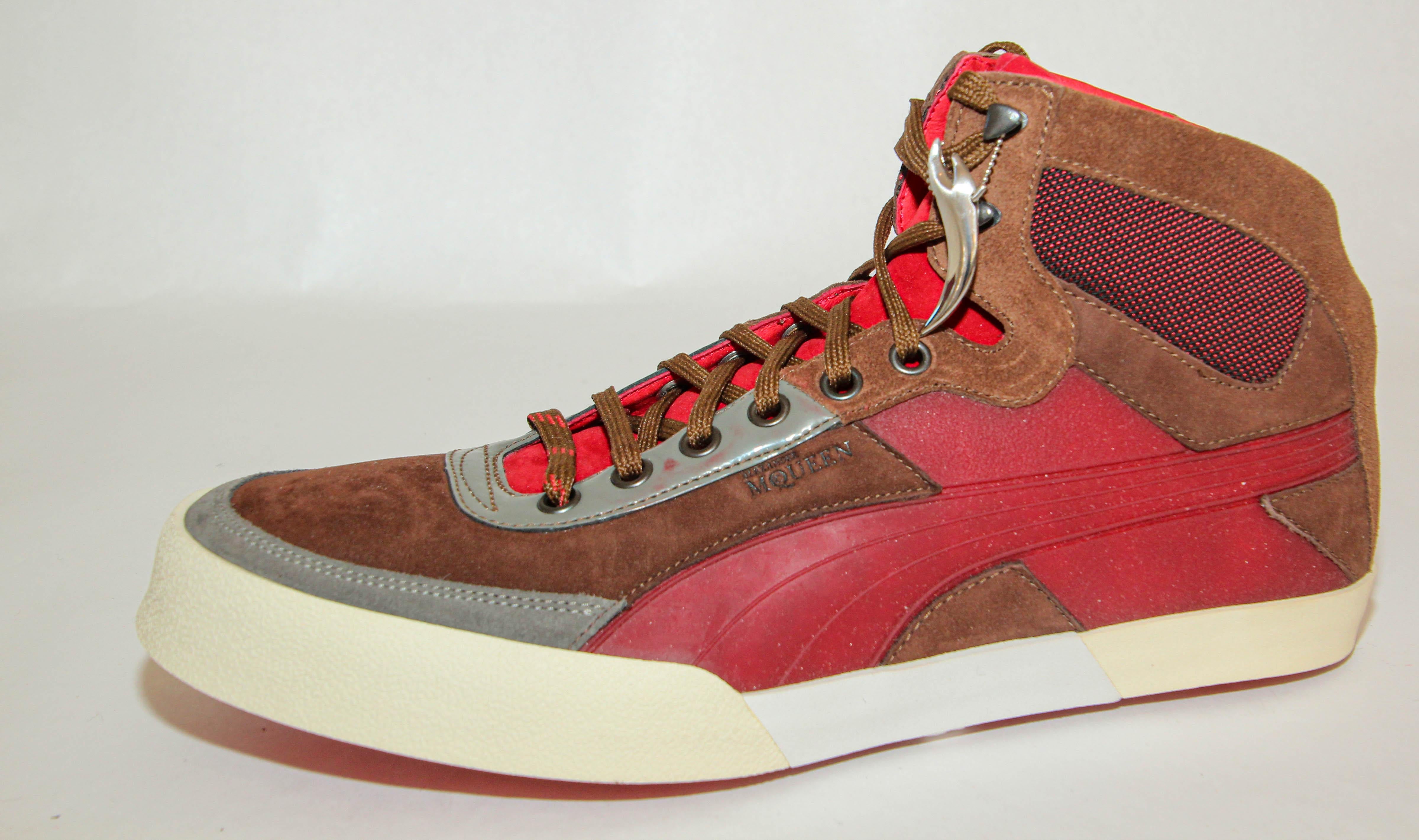 Alexander McQueen X Puma AMQ Trail Trainer Mid Top Sneakers Red Suede US 9 For Sale 1