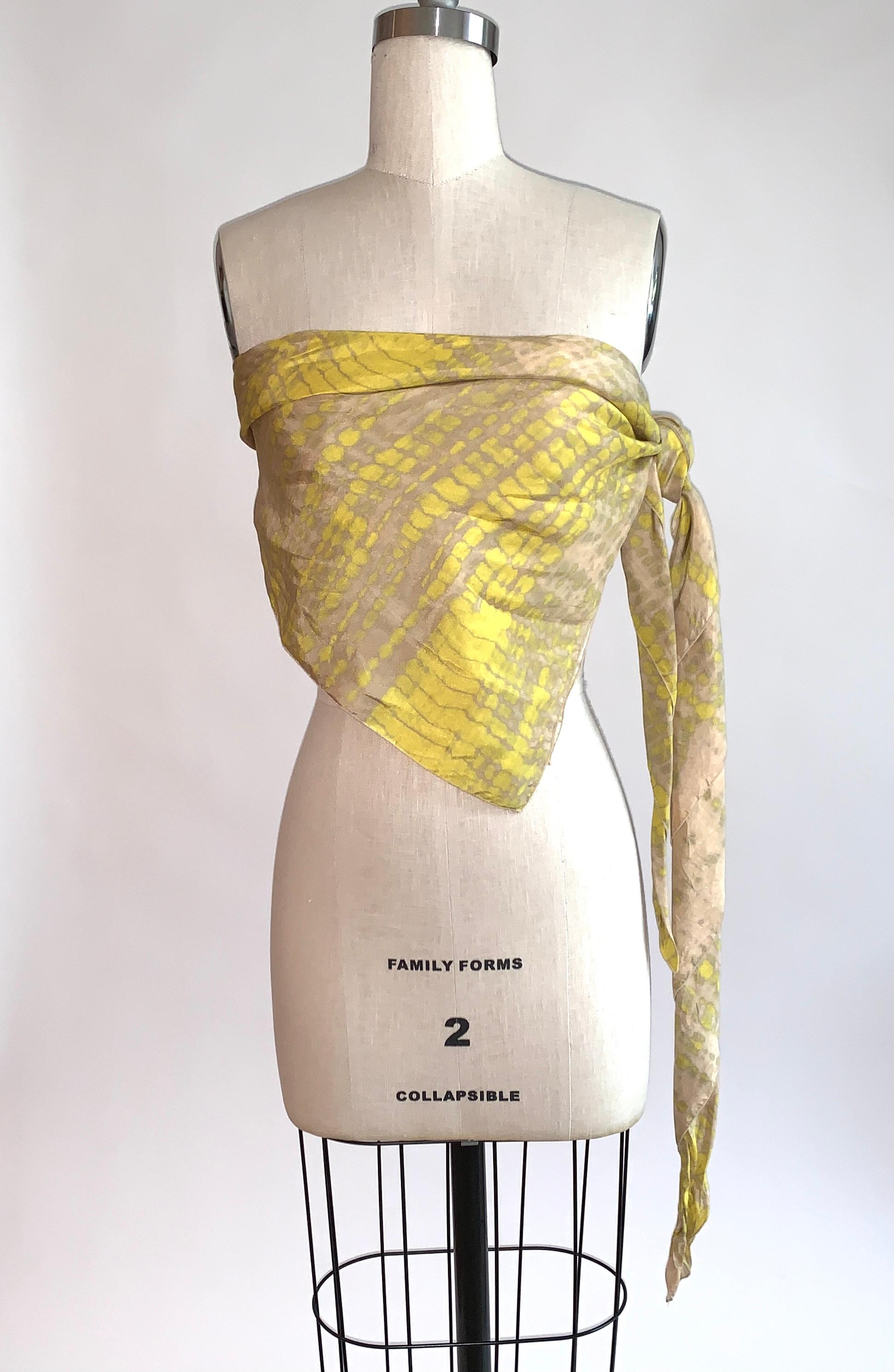 Brown Alexander McQueen 2000s Yellow and Pink Silk Scarf Tie Dye Belt 