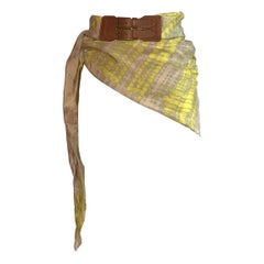 Alexander McQueen 2000s Yellow and Pink Silk Scarf Tie Dye Belt 