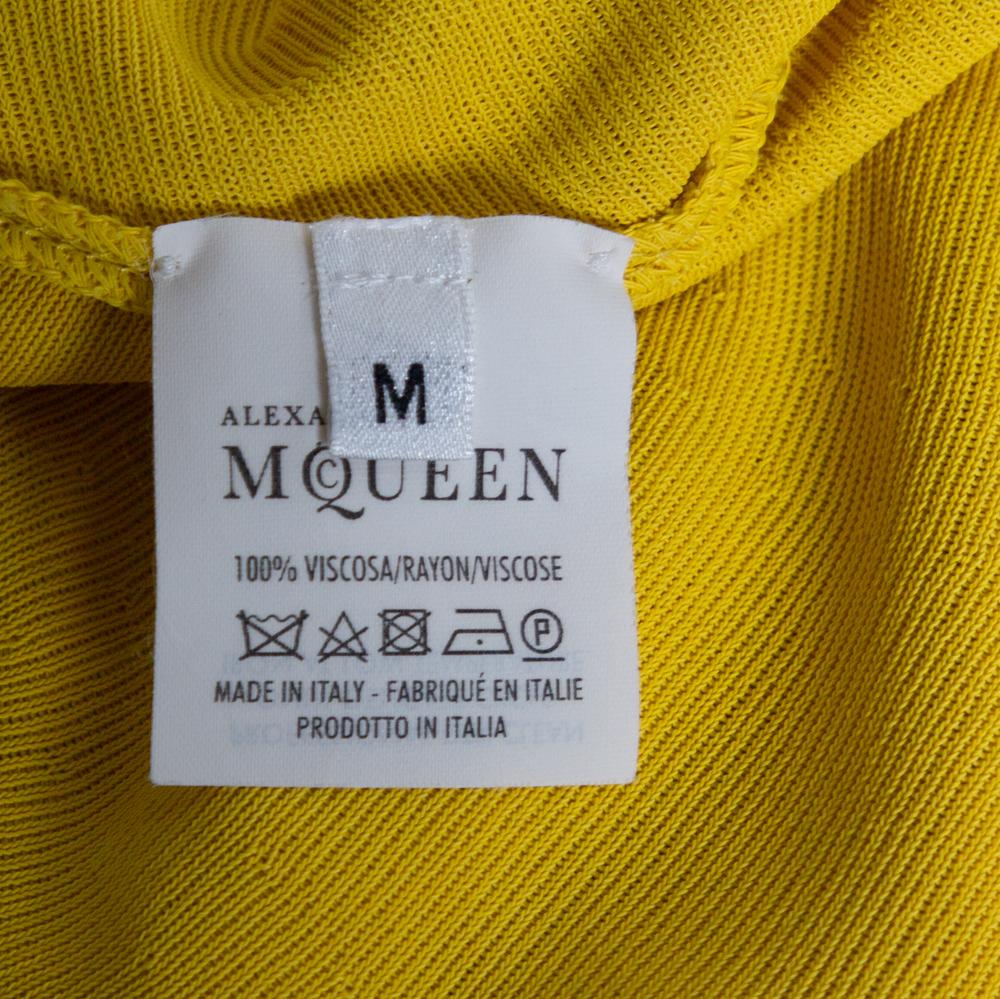 Alexander McQueen Yellow Knit Asymmetrical Hem Detail Skater Dress M In Excellent Condition In Dubai, Al Qouz 2