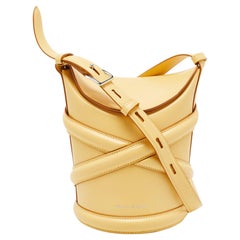 Alexander McQueen Yellow Leather Small The Curve Bucket Bag