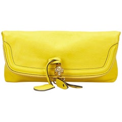 Alexander Mcqueen Yellow Skull Padlock Fold-over Clutch Bag