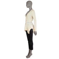 Alexander McQueen yellow wool LACE WAIST PEPLUM Cardigan Sweater L