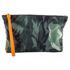 Alexander McQueen Zip Pouch with Wristlet Camouflage Nylon Medium