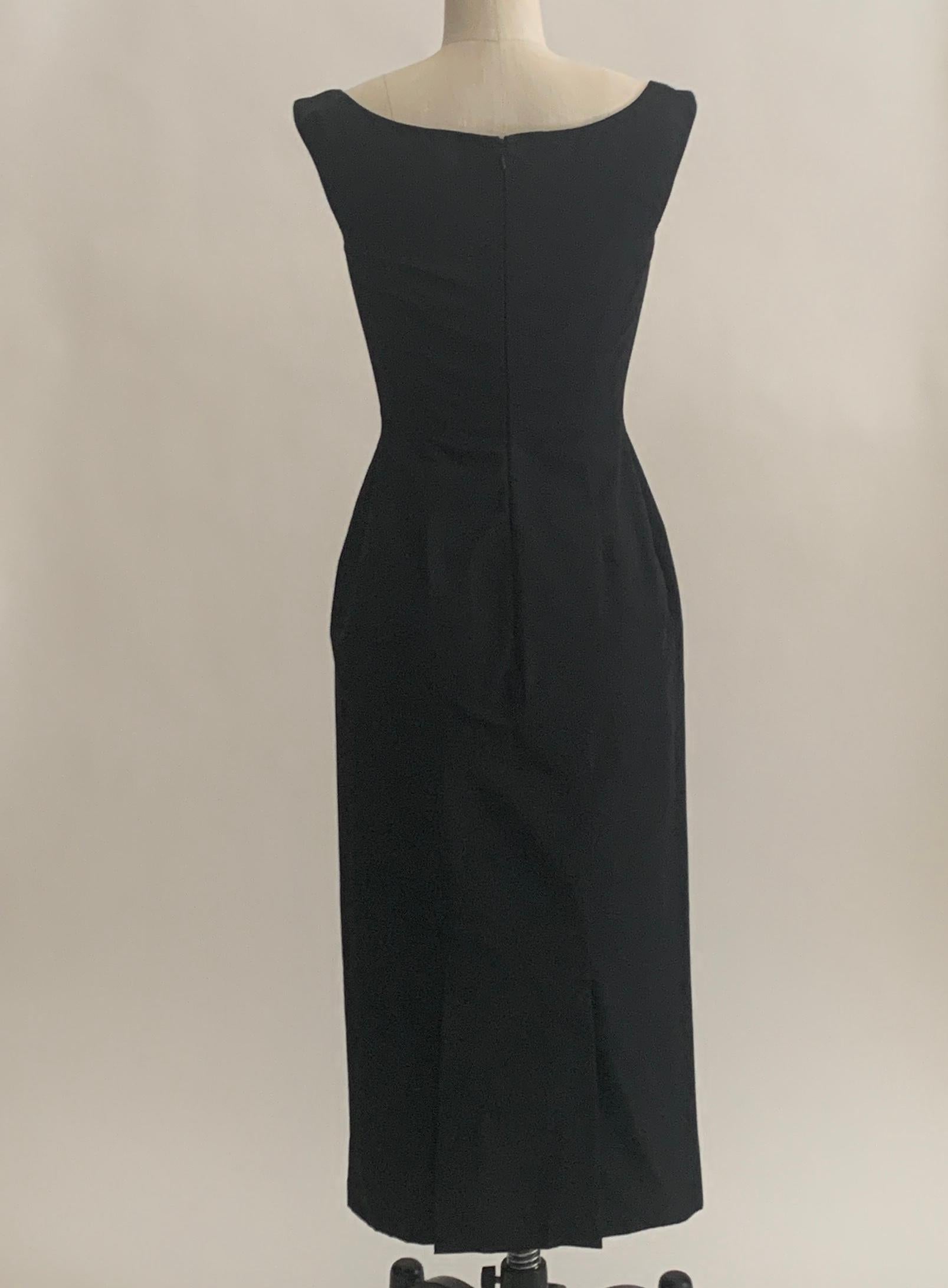 Women's Alexander McQueen 2005 Black Silk Sleeveless Midi Cocktail Dress with Lace Trim For Sale