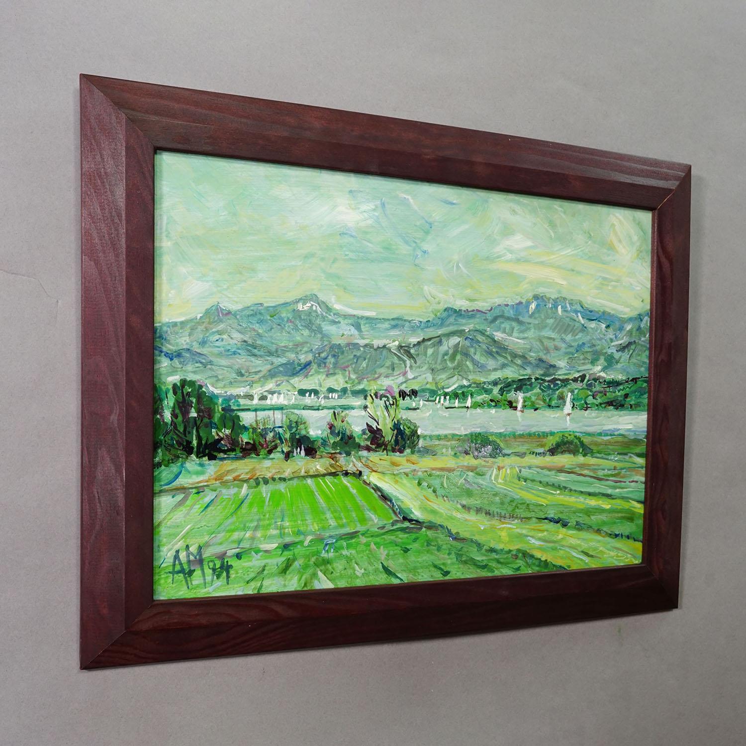 Alexander Michael - Ölgemälde Chiemsee bei Hochstädt, 1994

In dieser stimmungsvollen Landschaft von 1994 fängt Alexander Michael die ruhige Weite der Landschaft bei Hochstädt am Chiemsee ein. Der Blick des Betrachters wandert sanft über saftig