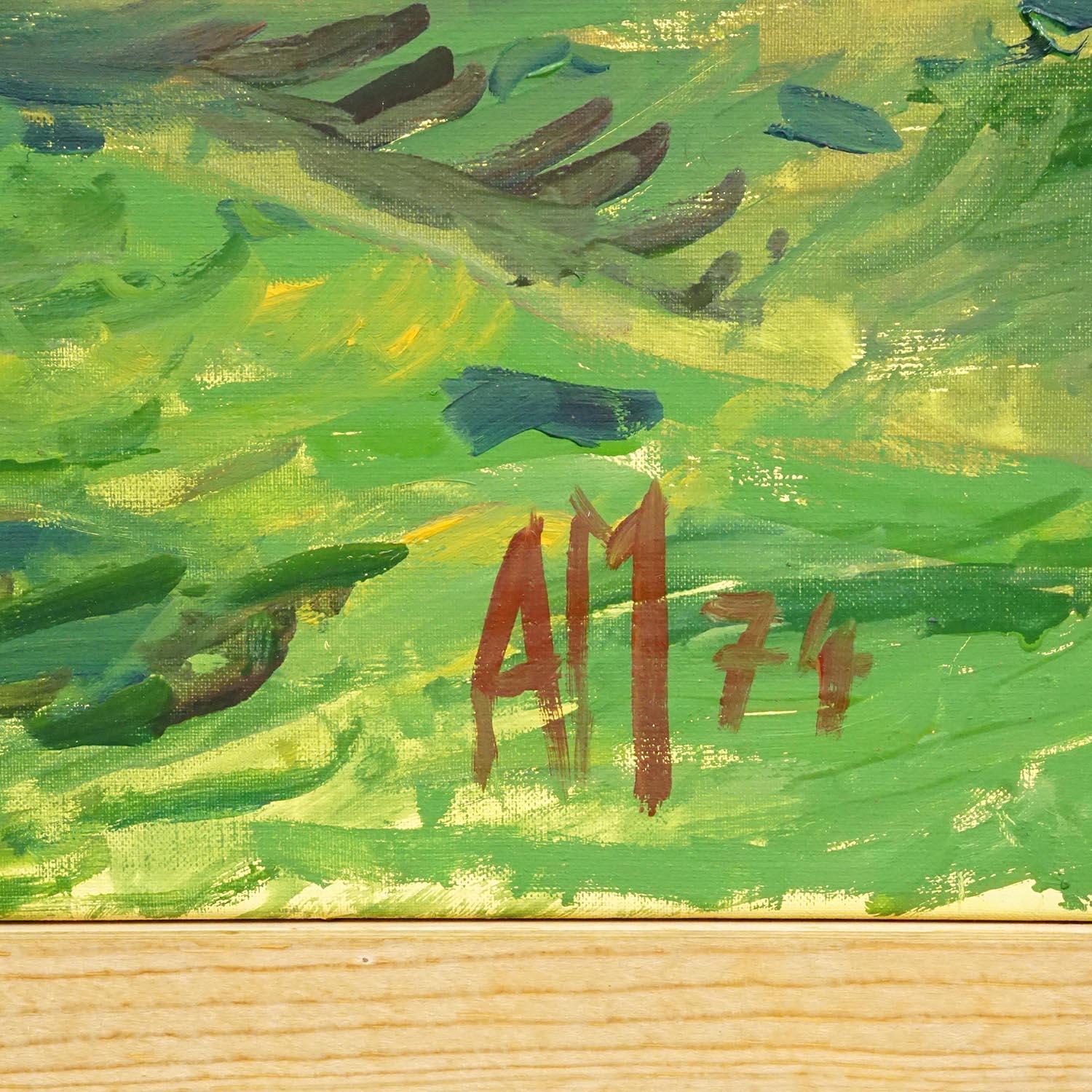 Alexander Michael Pittura ad olio - Paesaggio vicino a Dietramszell, 1974 In condizioni buone in vendita a Berghuelen, DE