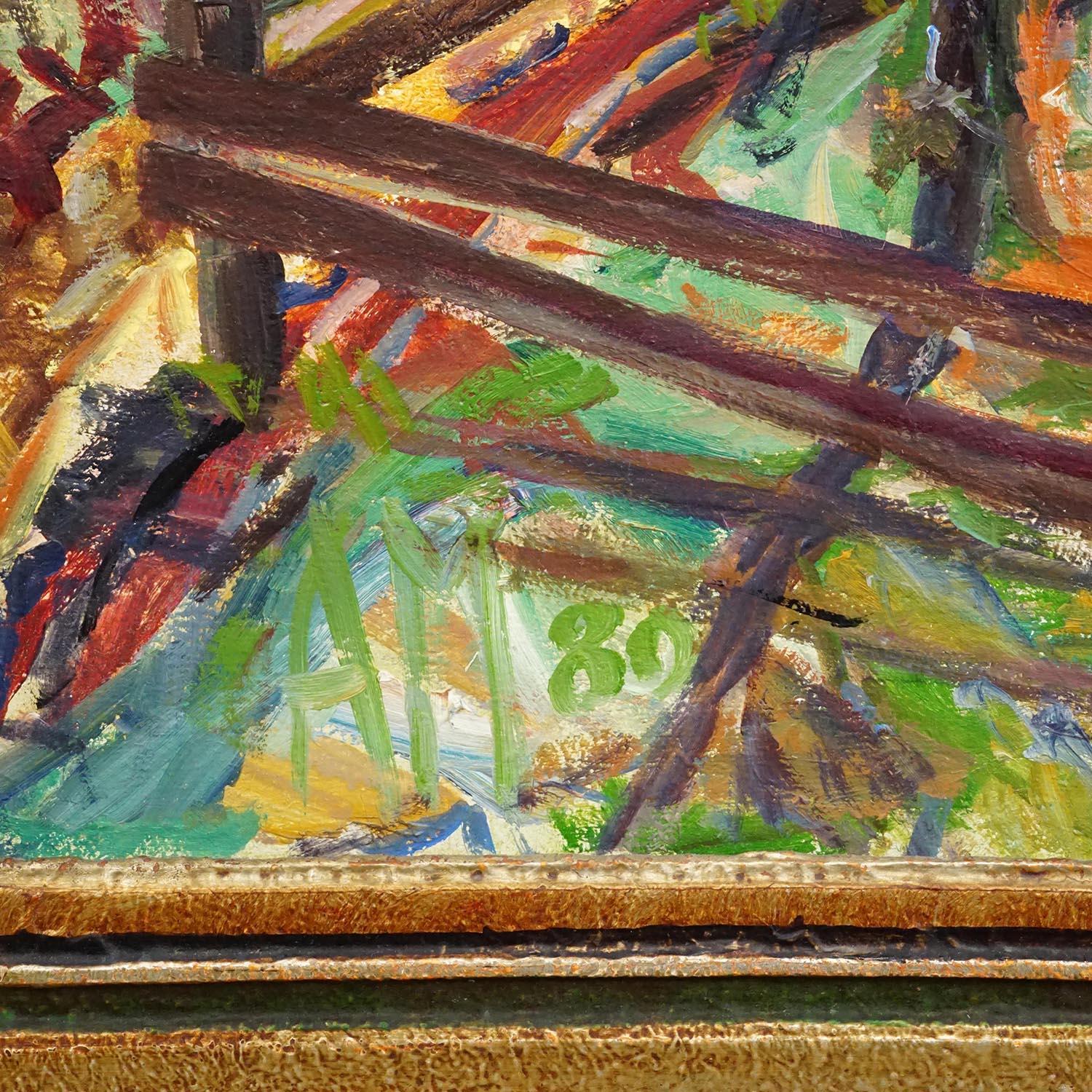 German Alexander Michael Oil Painting – Mountain Huts, 1980 For Sale
