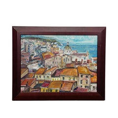 Alexander Michael Oil Painting of a Southern Italian Coastal Town, 1978