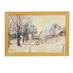 Alexander Michael Pittura a olio di un'aia invernale