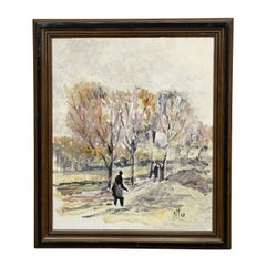 Alexander Michael Oil Painting of an Autumn Walk in a Park, 1969