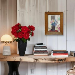 Alexander Michael Pittura a olio di natura morta con bouquet di fiori 1969