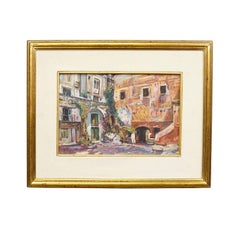 Alexander Michael Oil Painting of the Marketplace in S. Felice Circeo, 1983