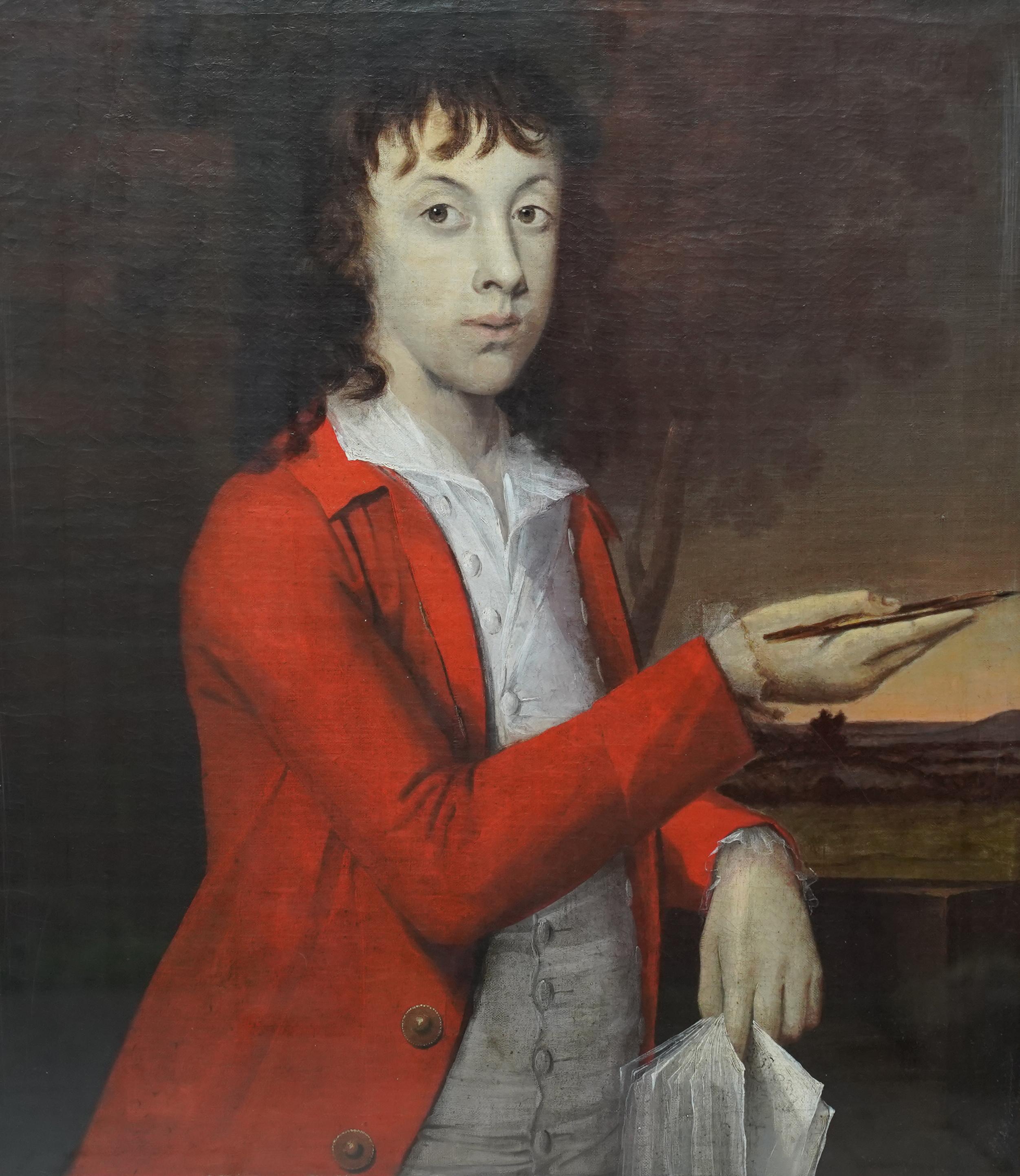 Portrait of Boy Painting - Thomas or John Wagstaff - Scottish 18thC oil painting - Brown Portrait Painting by Alexander Nasmyth (att)