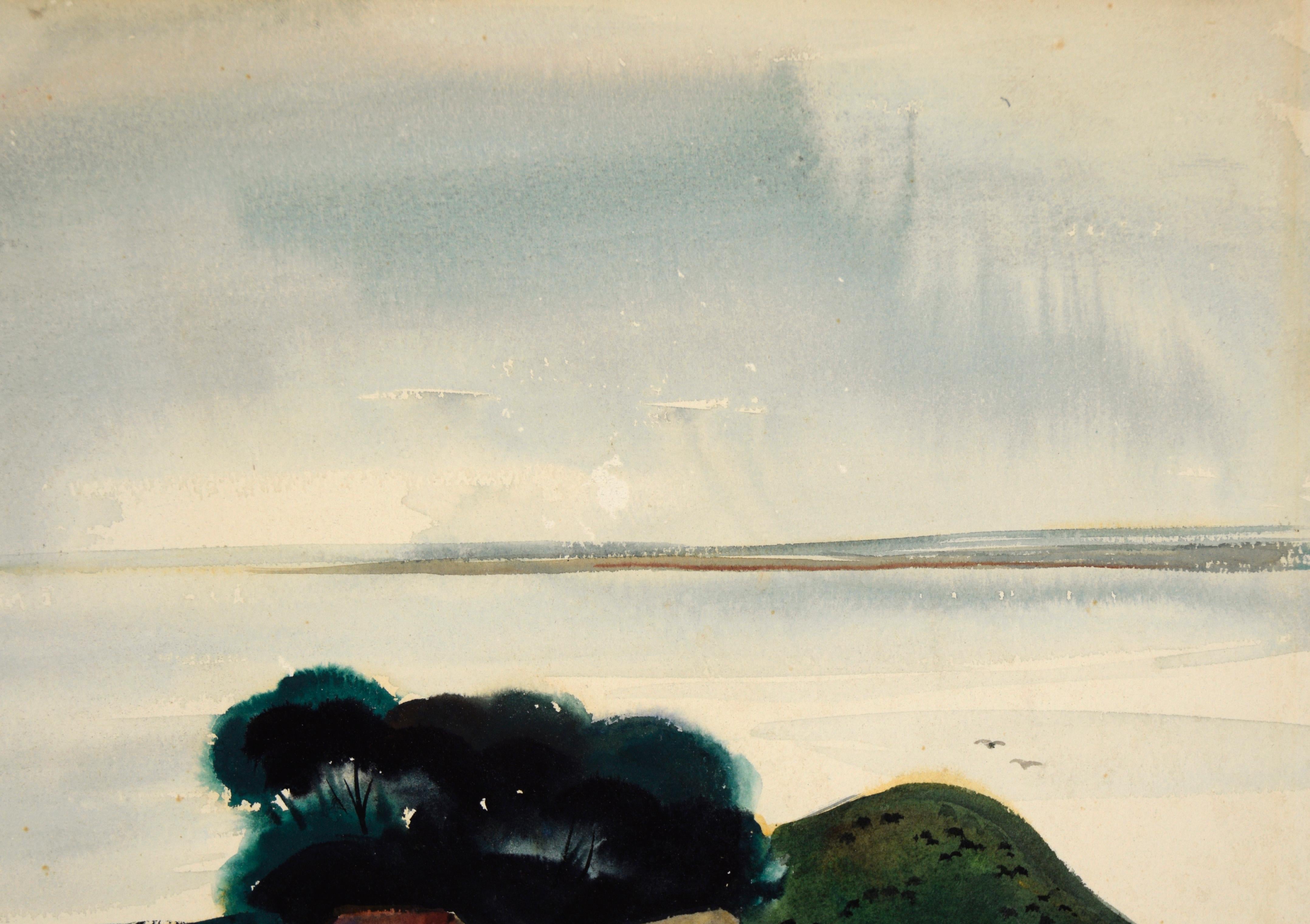 Isla en la bahía de San Francisco, paisaje de mediados de siglo por Alexander Nepote en venta 1