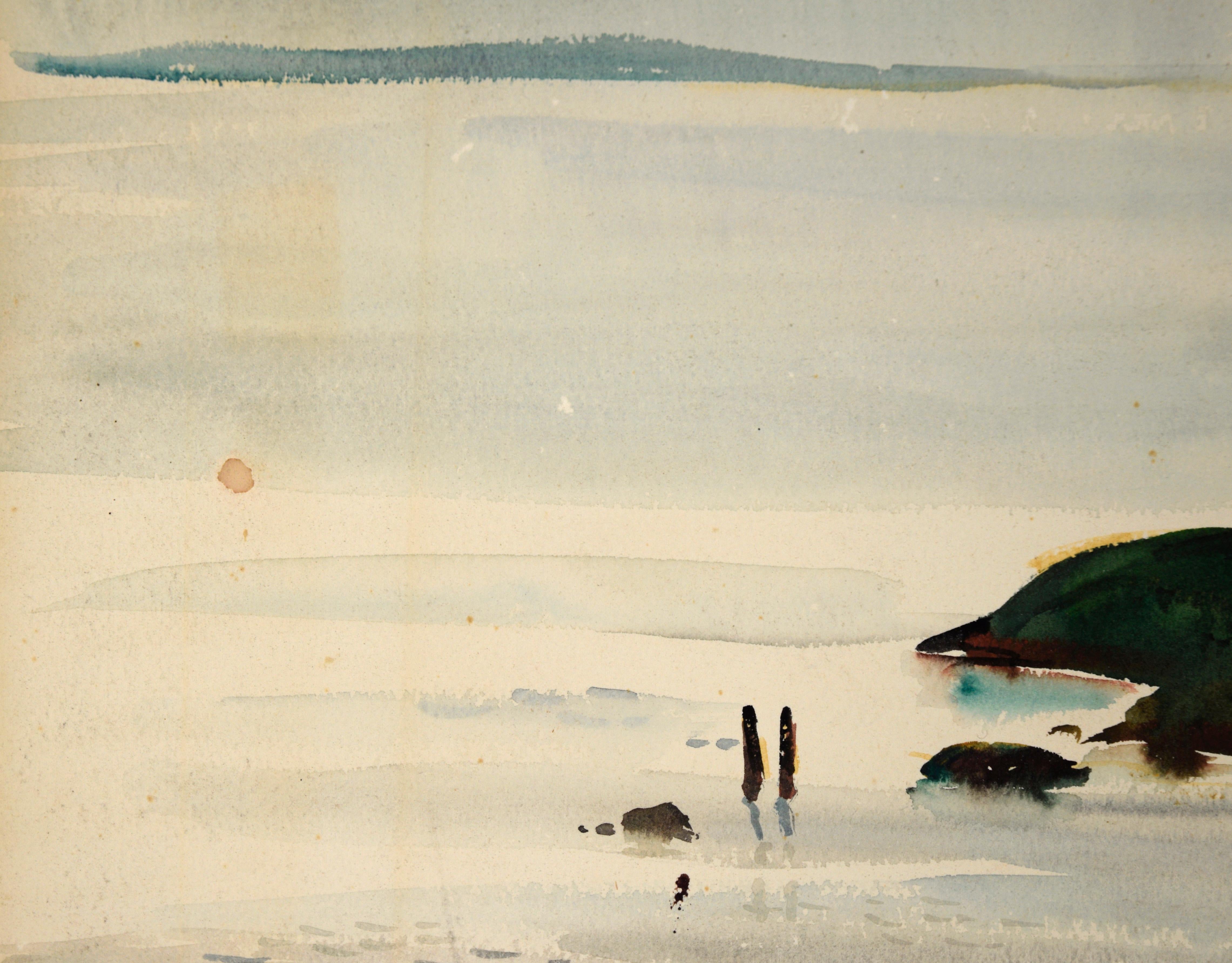 Isla en la bahía de San Francisco, paisaje de mediados de siglo por Alexander Nepote en venta 4