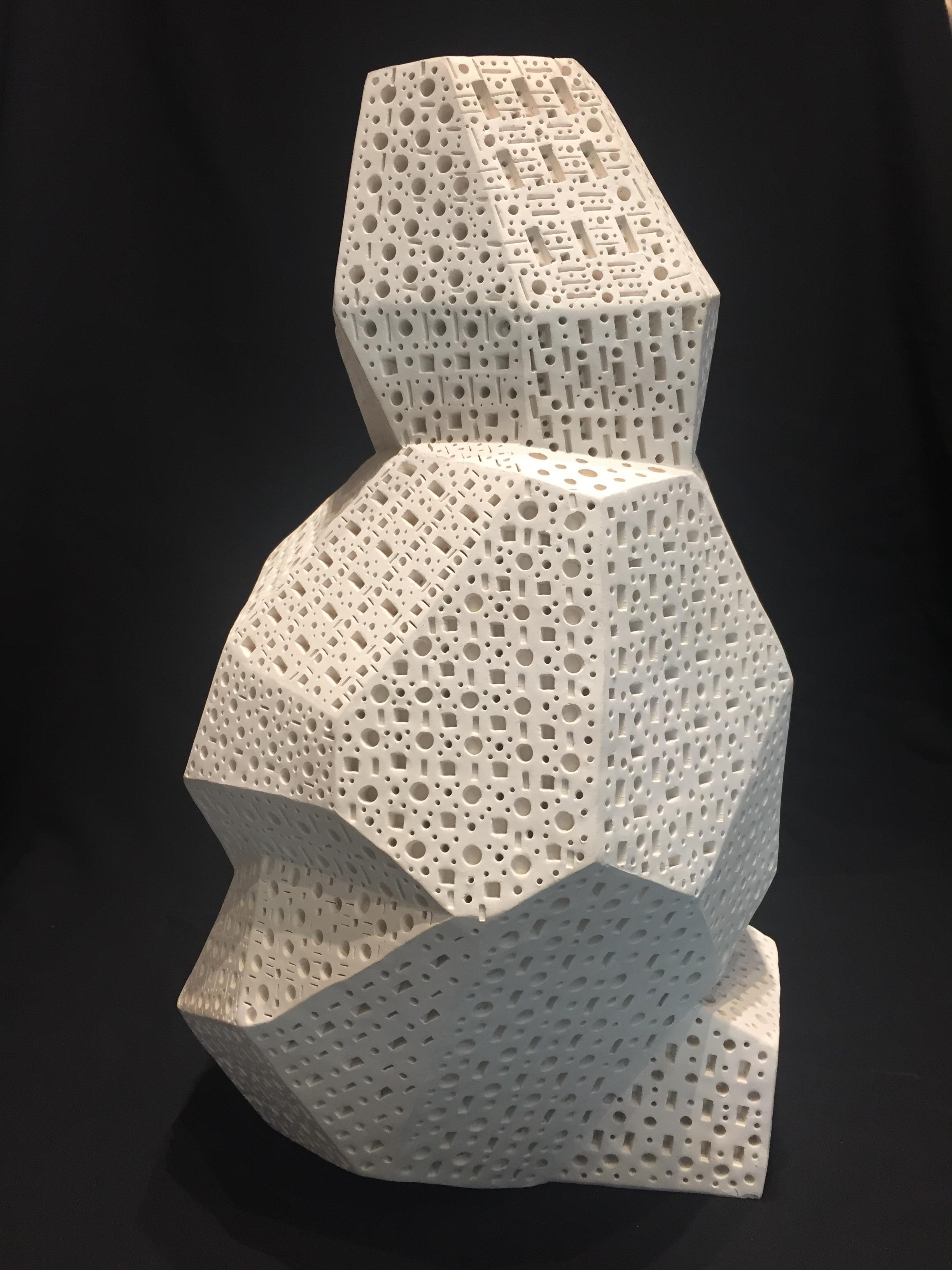 Abstract sculptural composition.
Perforated and painted terracotta. 
Signature & 2012 Copyright on the bottom

Dimensions: H 15.25”, W 9”, D 8”

Alexander Ney (Russian/American, born in 1939 in Leningrad, USSR) is an American sculptor and painter.