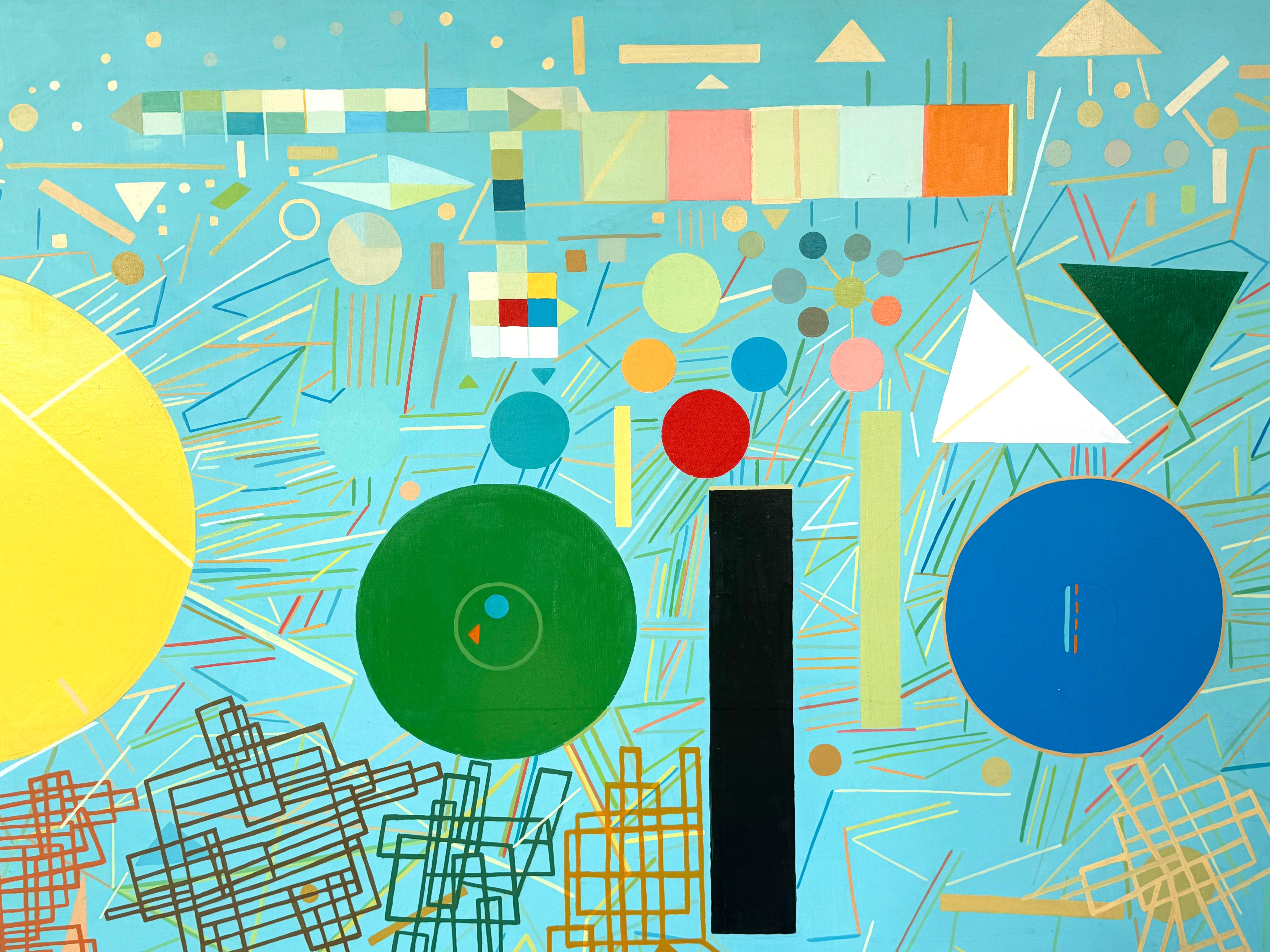 Quadro geometrico astratto originale ad olio su tela del noto artista russo/americano Alexander Ney. Le condizioni sono eccellenti. Firmato sul retro 