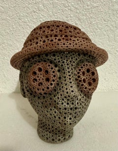 Farbe Terrakotta Modernist Abstrakte Skulptur Kopf Russischer Künstler Alexander Ney