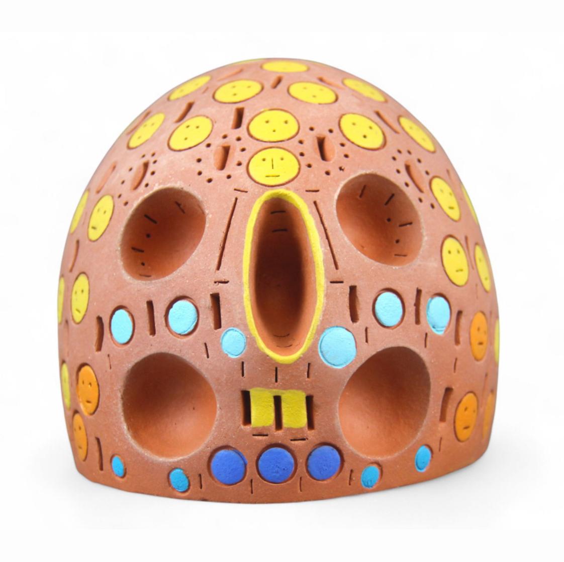 Alexander Ney Figurative Sculpture - “Perforated Colored Head”