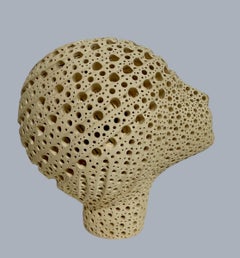 White Terracotta Modernist Abstract Sculpture Head Russian Artist Alexander Ney