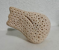 White Terracotta Modernist Abstract Sculpture Head Russian Artist Alexander Ney