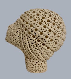 White Terracotta Modernist Abstract Sculpture Head Russian Artist Alexander Ney