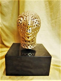 Alexander Ney, Head, Gilt Terracotta Sculpture, circa 1990