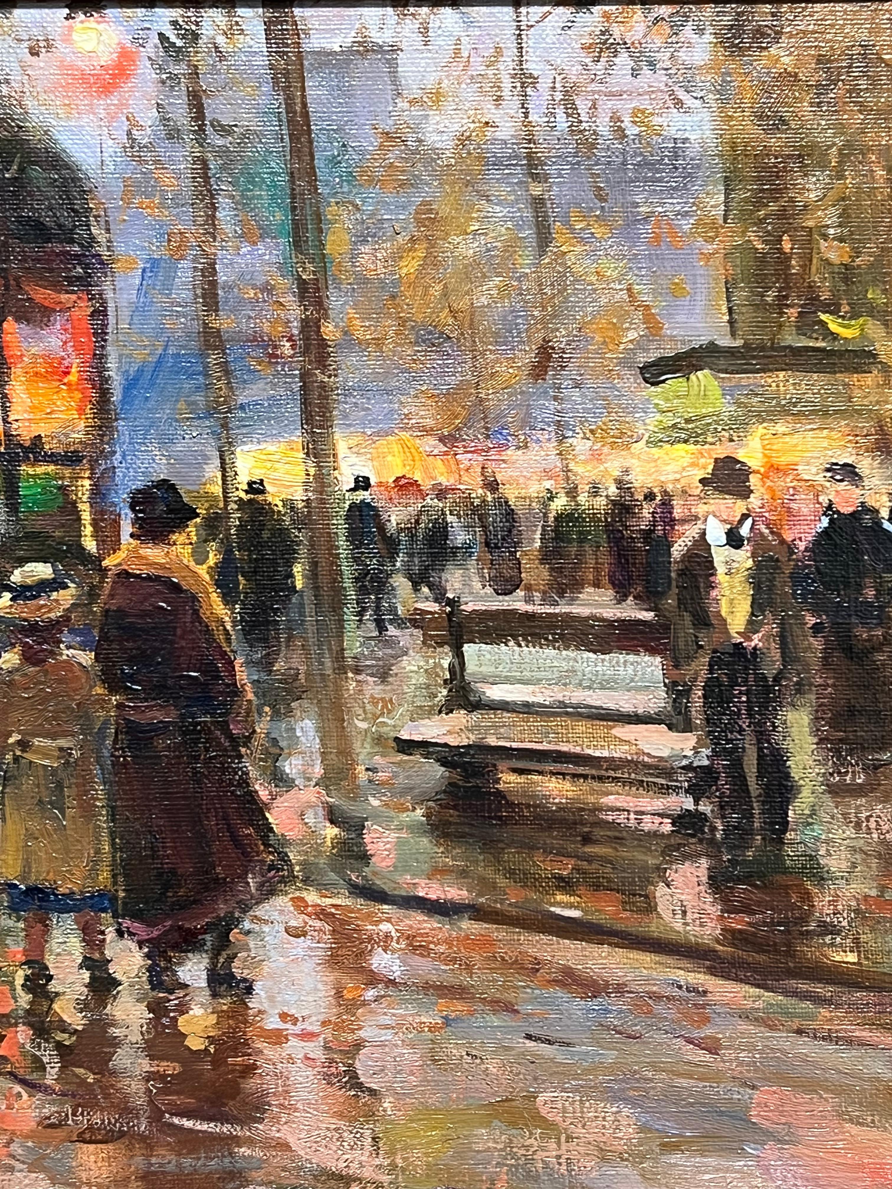 Paseo vespertino por una ciudad bulliciosa Escena del bulevar parisino por un artista ruso en venta 1