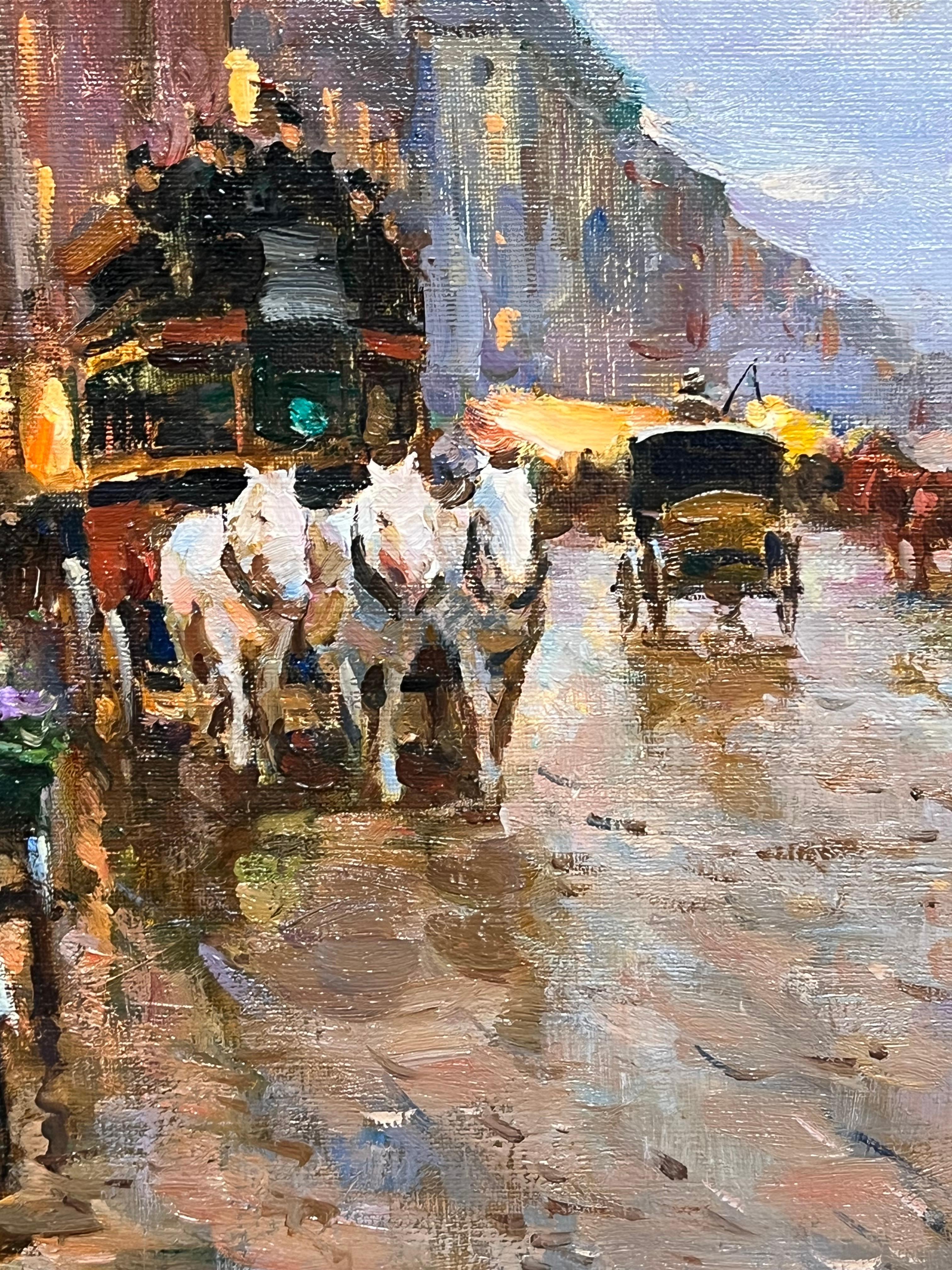 Paseo vespertino por una ciudad bulliciosa Escena del bulevar parisino por un artista ruso en venta 2