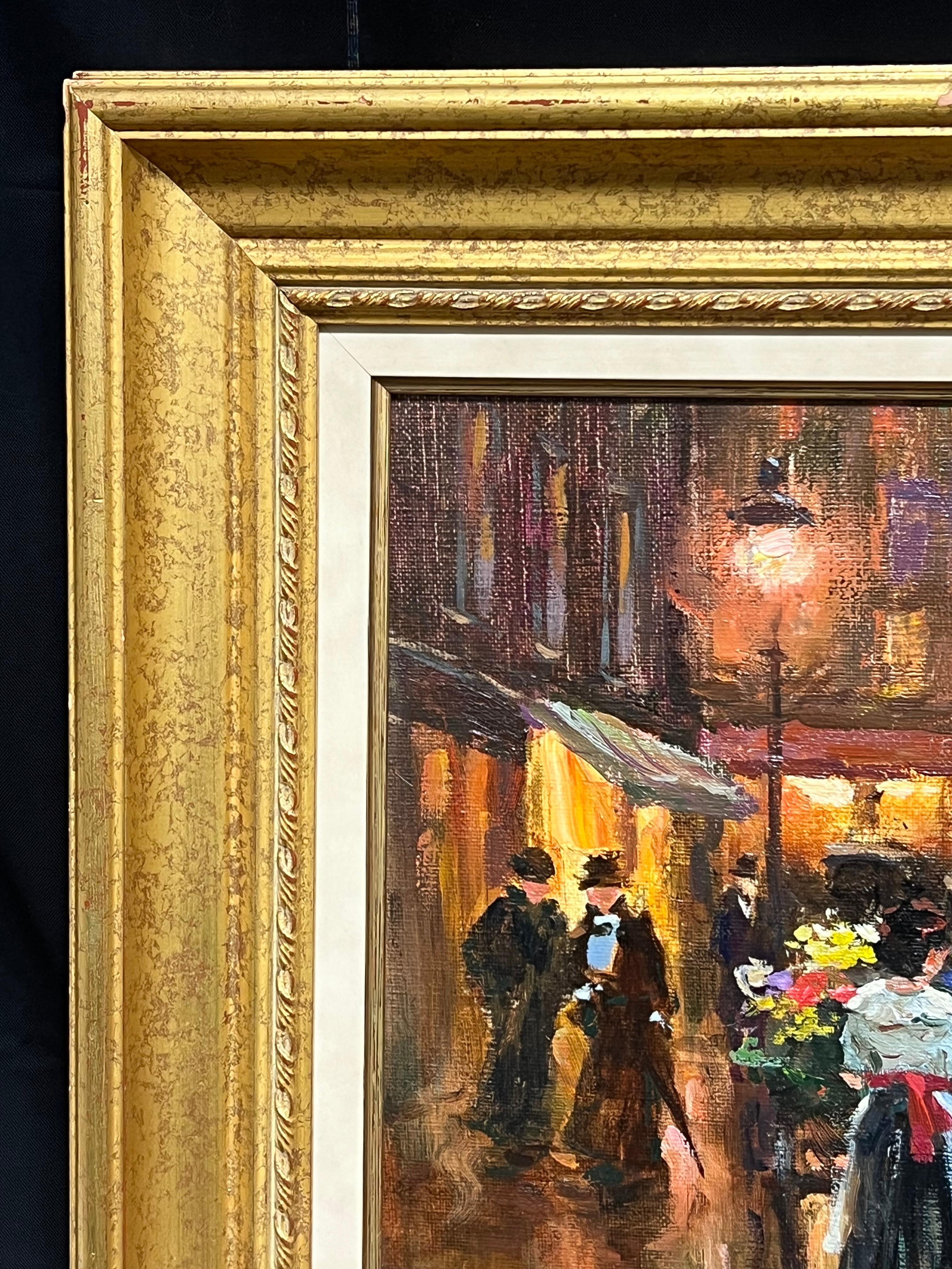 Paseo vespertino por una ciudad bulliciosa Escena del bulevar parisino por un artista ruso en venta 4