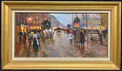 Paseo vespertino por una ciudad bulliciosa Escena del bulevar parisino por un artista ruso