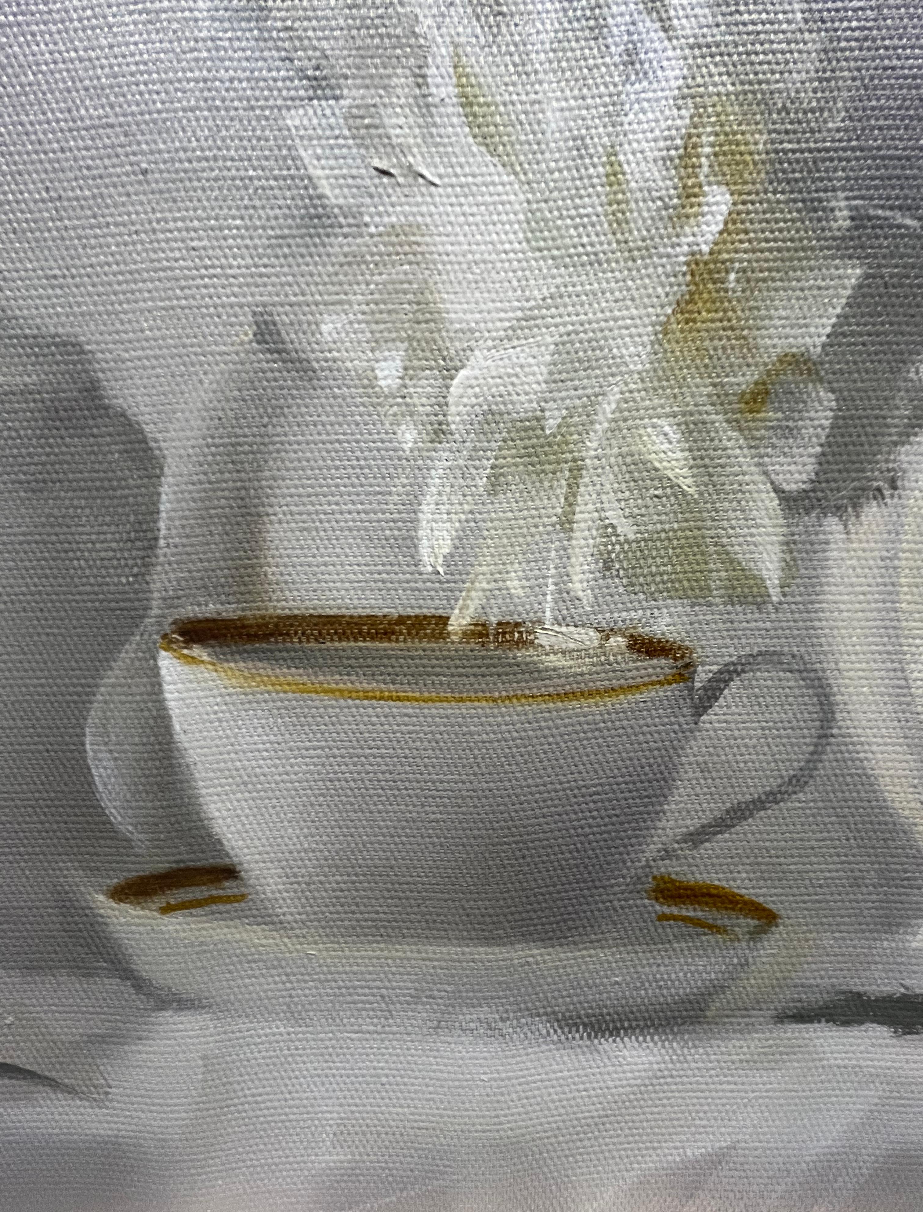 Alexander Pede, „Tea and Blooms“, 20x24 Weißer geblümter Blumenstrauß, Ölgemälde im Angebot 5