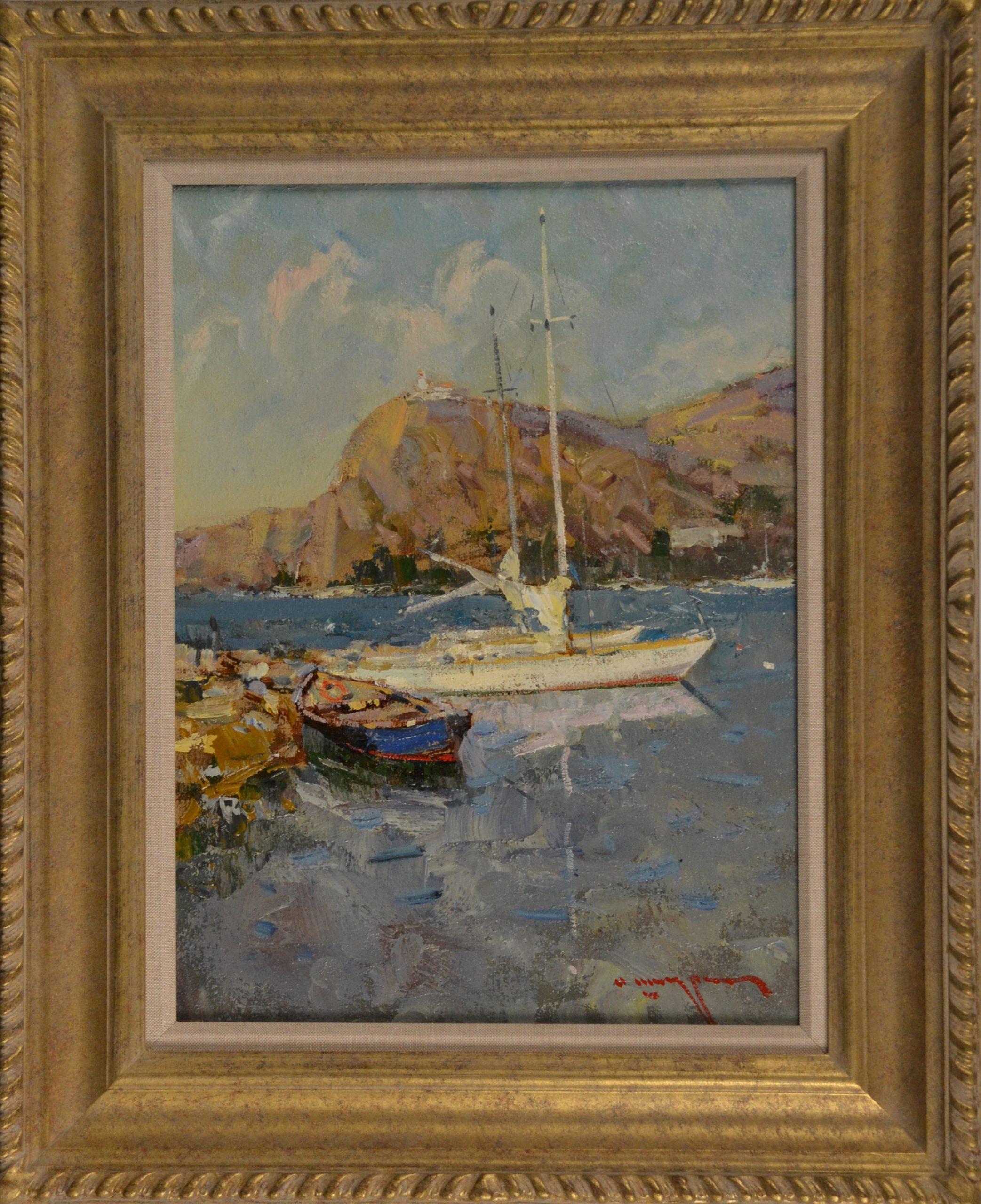 Yacht in the South Bay 1 - Painting by Alexander Petrovich Shadrin 