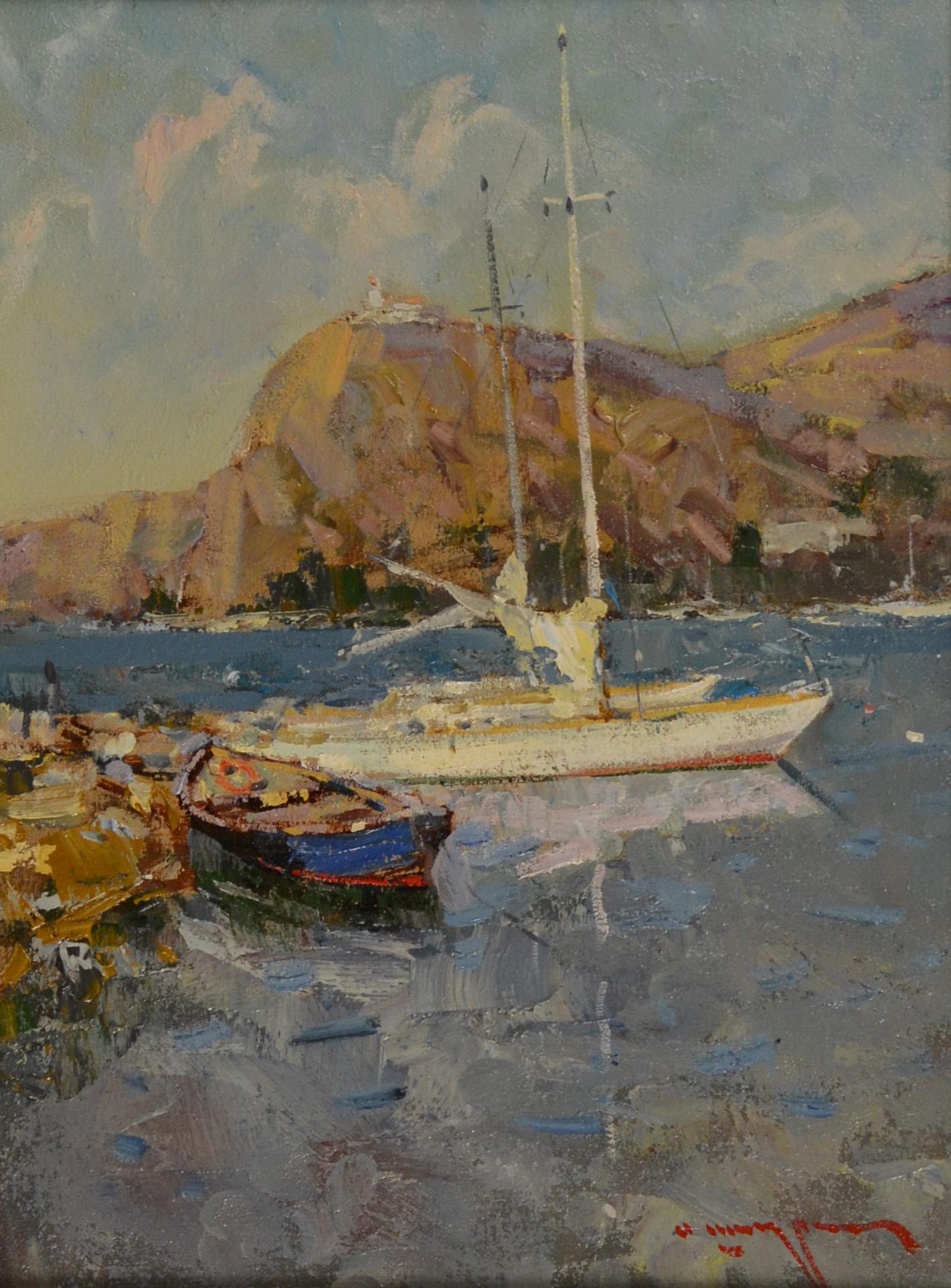 Alexander Petrovich Shadrin  Landscape Painting - Yacht in the South Bay 1