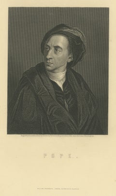 Alexander Pope, English Poet and Satirist, Antique Engraved Portrait