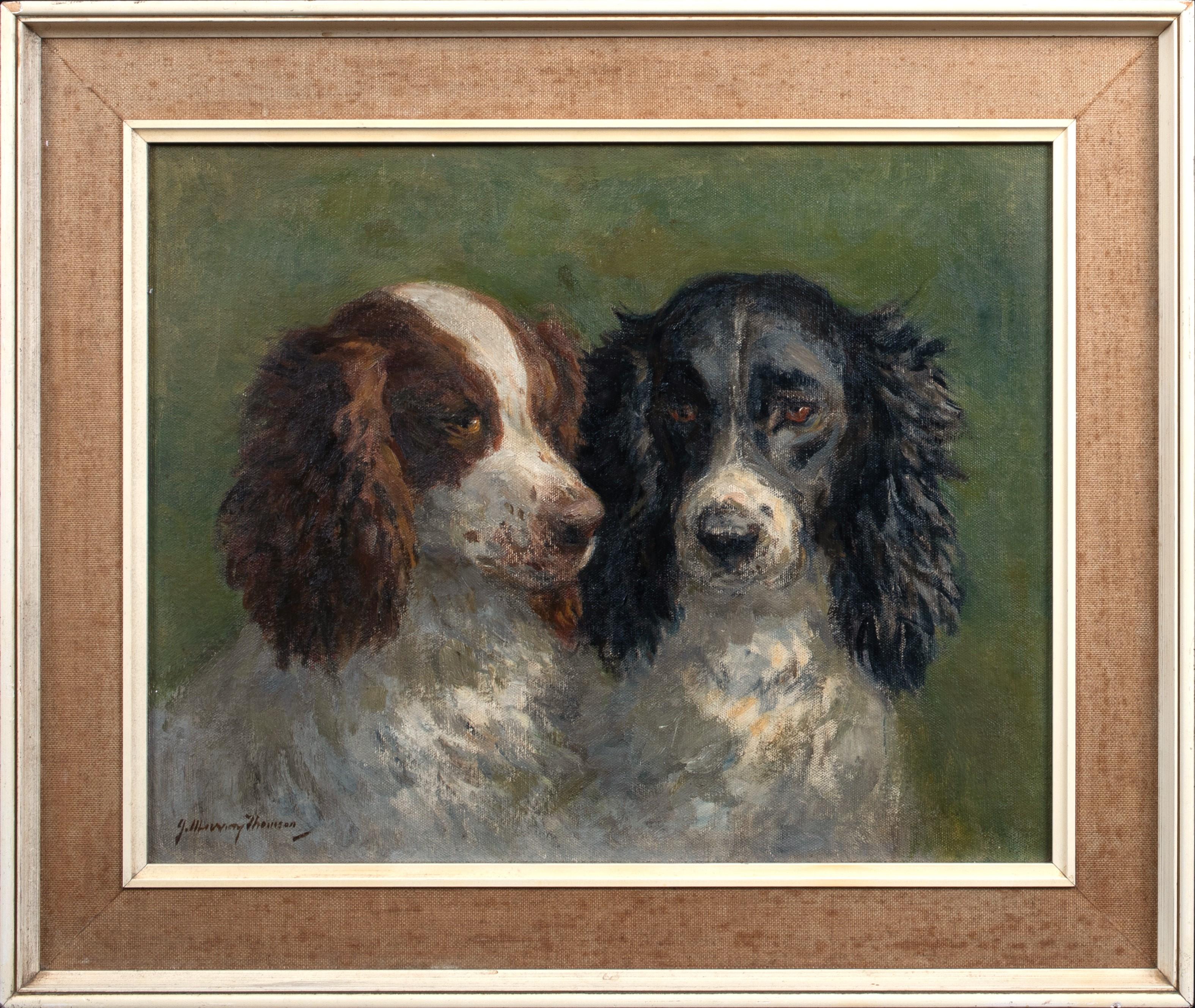 Portrt von Honey & Napoleon, ein Paar englische Springer Spaniels, um 1910 – Painting von Unknown