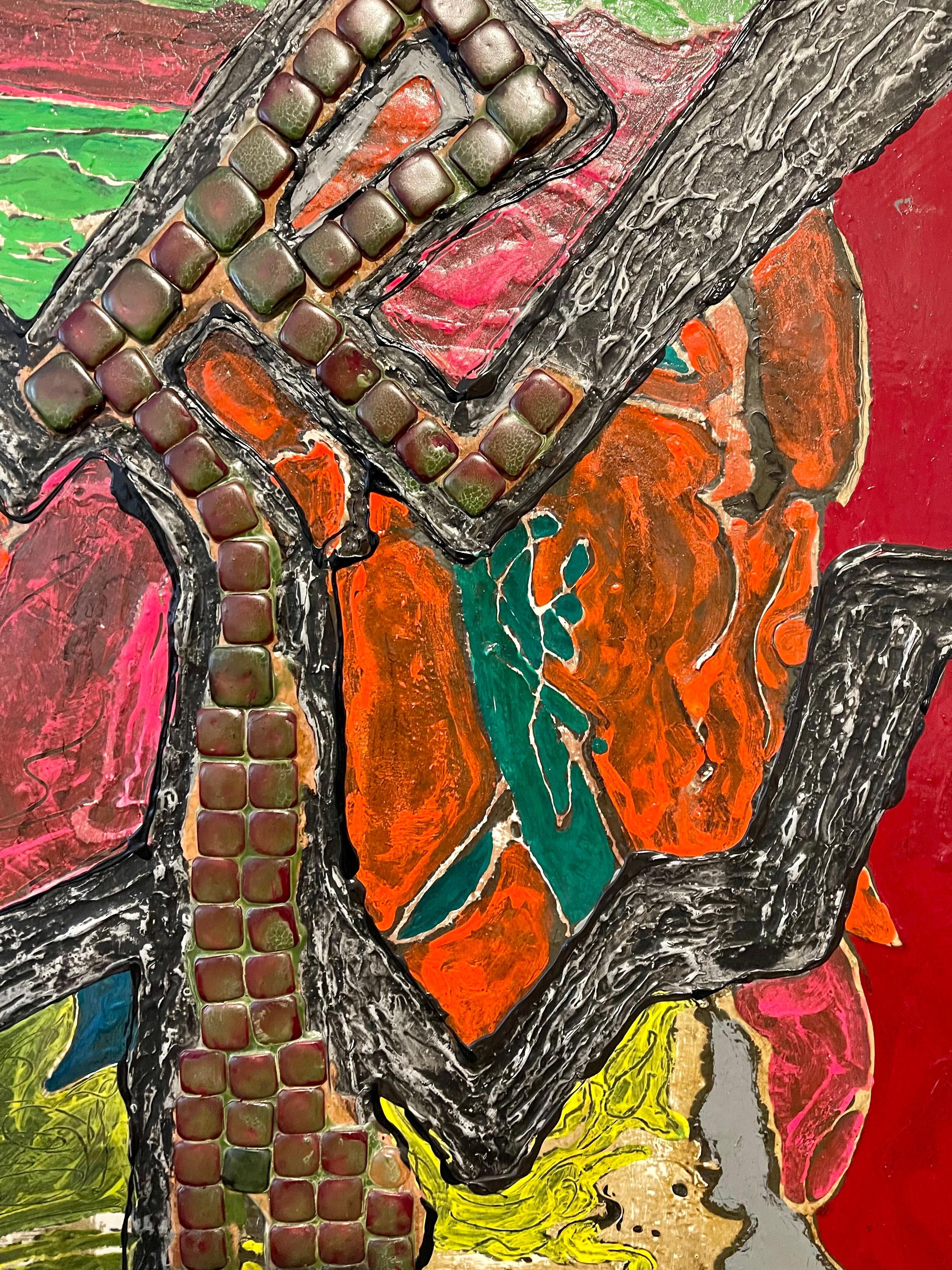 Chicago Judío Modernista Técnica Mixta Pintura Surrealista WPA Artista Mosaico Azulejos en venta 5
