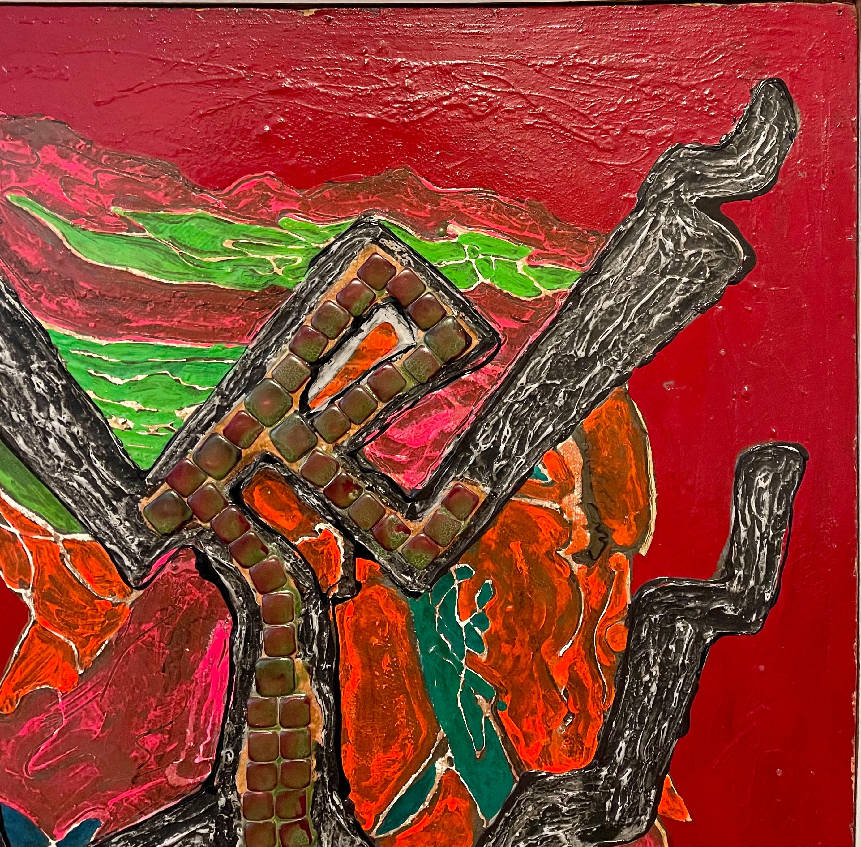 Chicago Judío Modernista Técnica Mixta Pintura Surrealista WPA Artista Mosaico Azulejos en venta 7