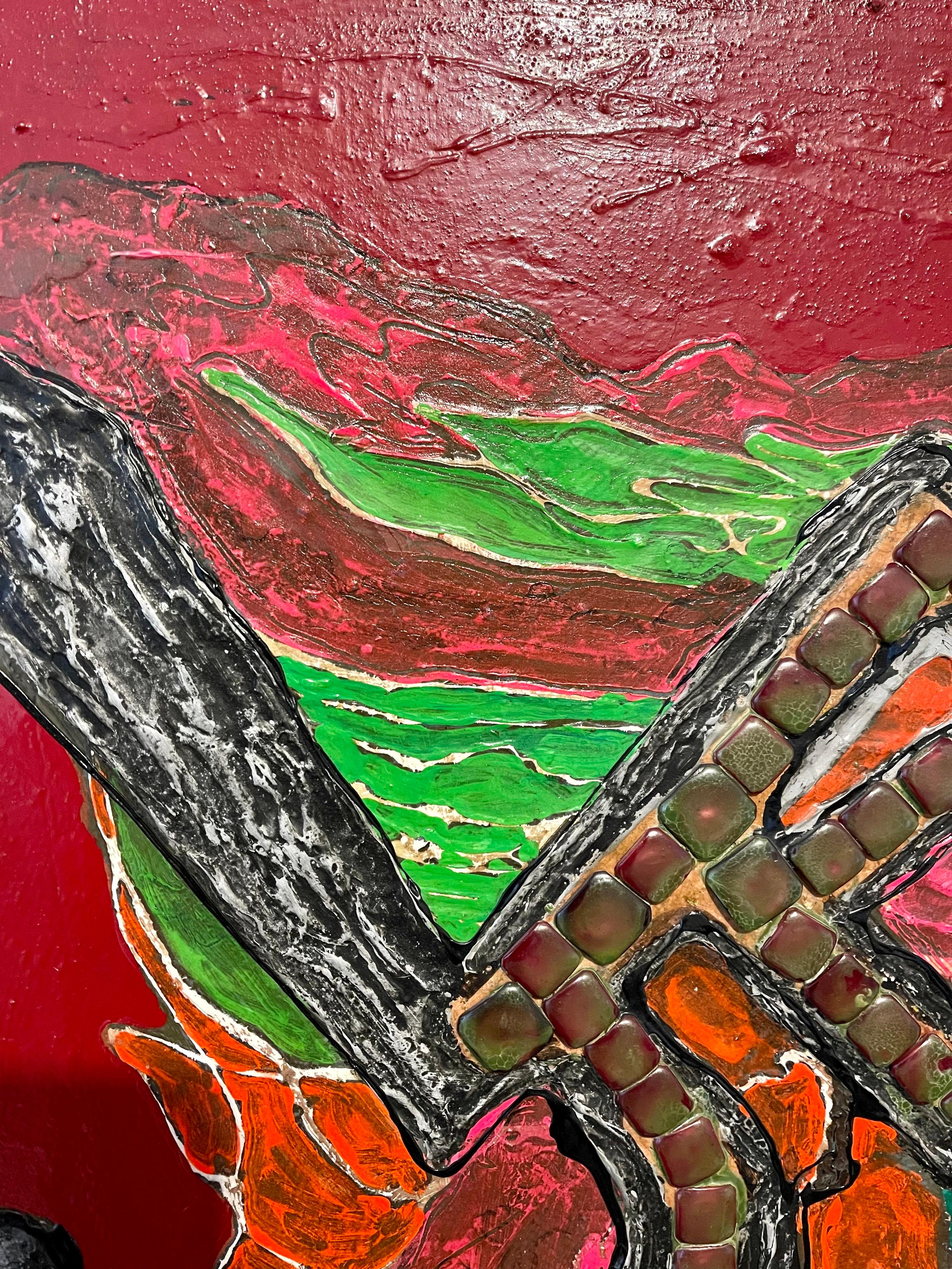 Chicago Judío Modernista Técnica Mixta Pintura Surrealista WPA Artista Mosaico Azulejos en venta 8
