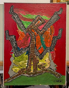 Chicago Jewish Modernist Mixed Media Surrealist Painting WPA Artist Mosaic Tiles