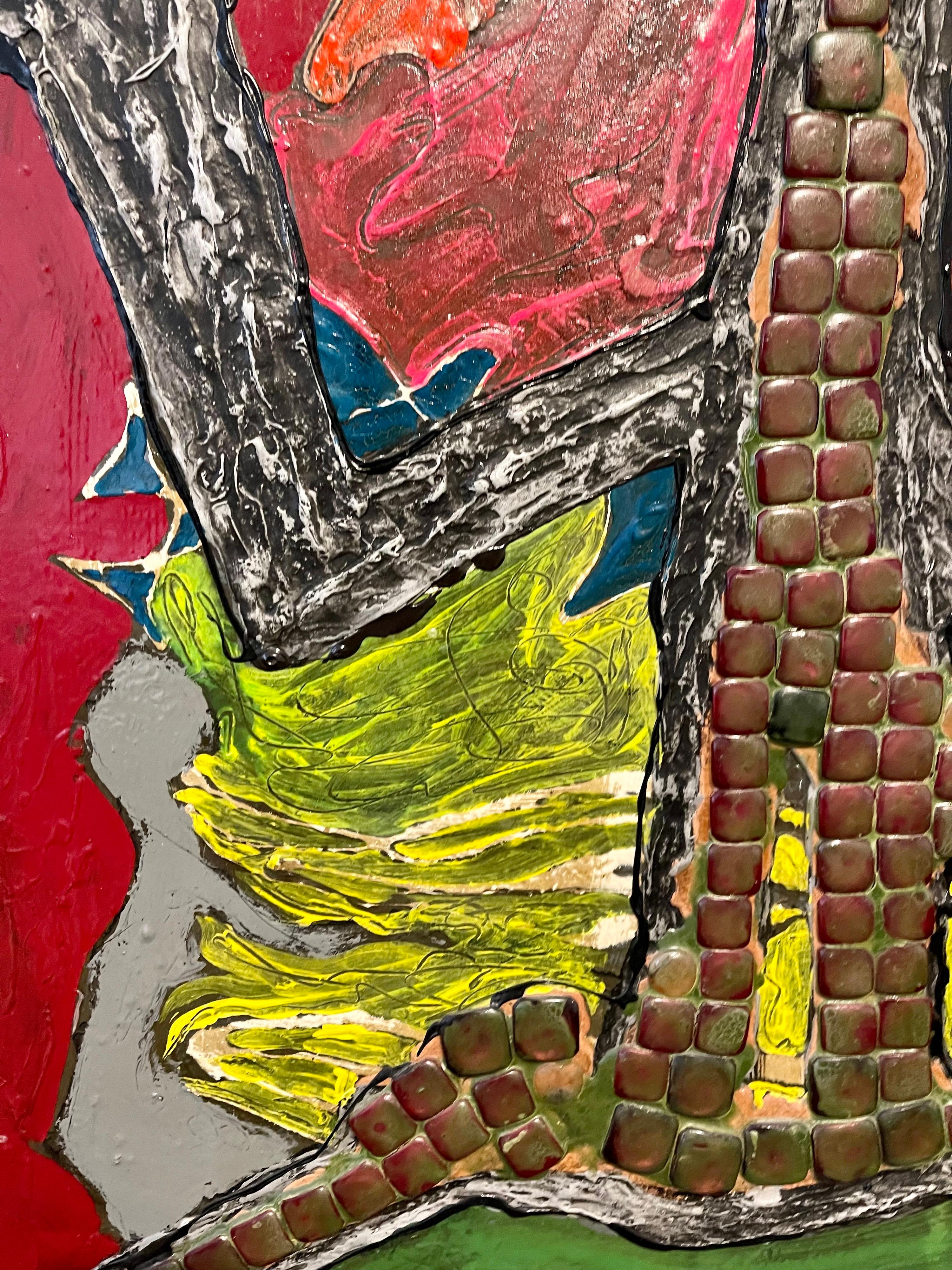 Chicago Jewish Modernist Mixed Media Surrealist Painting WPA Artist Mosaic Tiles 1